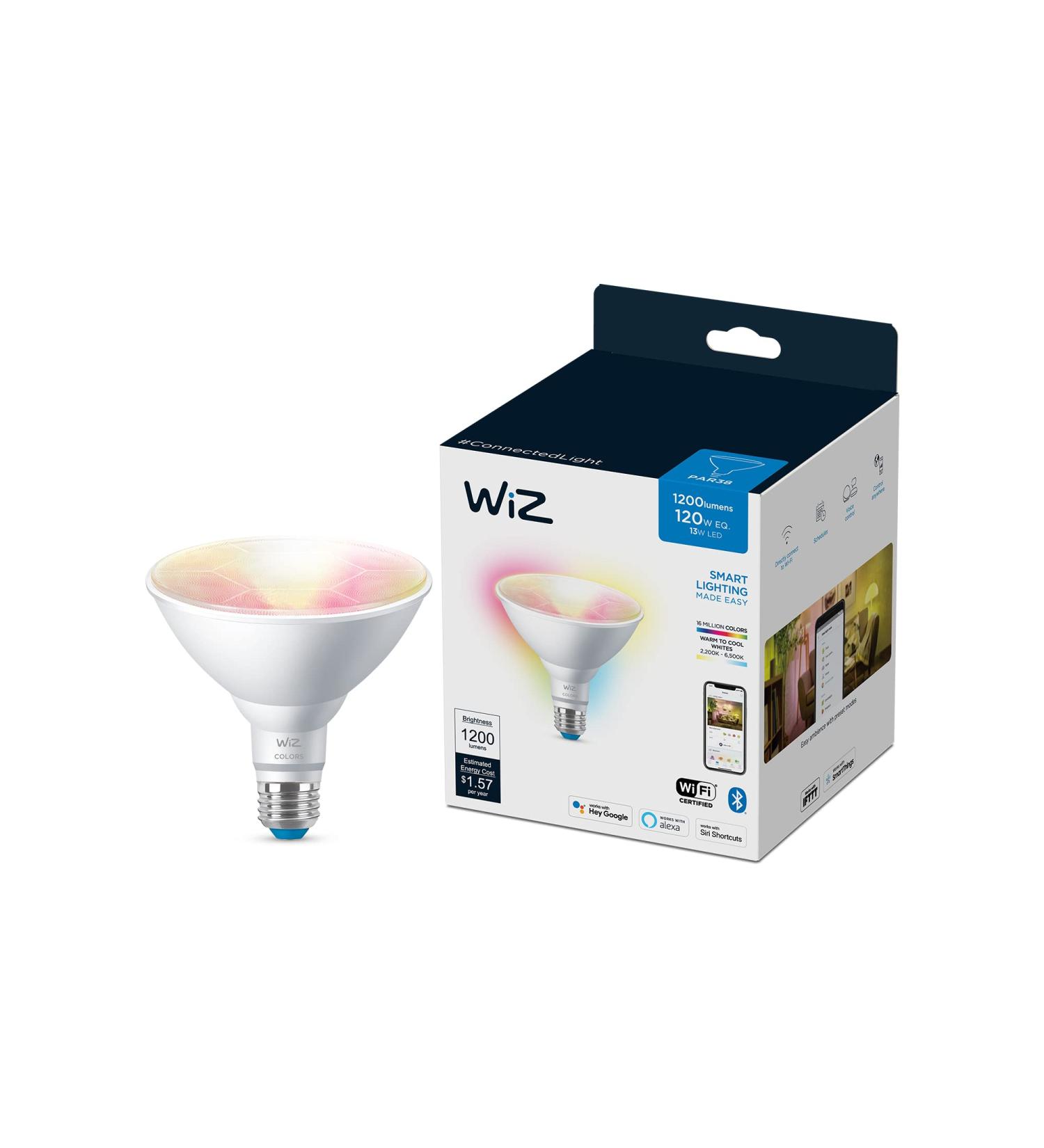 WiZ Connected Color PAR38 Outdoor Smart WiFi Light Bulb 2200K-6500K + RGB 16 Million Colors | Alexa, Google Assistant & Siri Compatible | No Hub Required - 1 Count - Buy Online on GoSupps.com