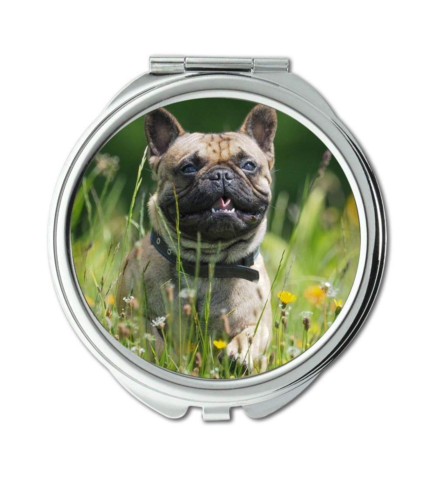 YENDOSTEEN Mirror makeup mirror Dog Bulldog Flower Meadow Joy pocket mirror portable mirror - Buy Online on GoSupps.com