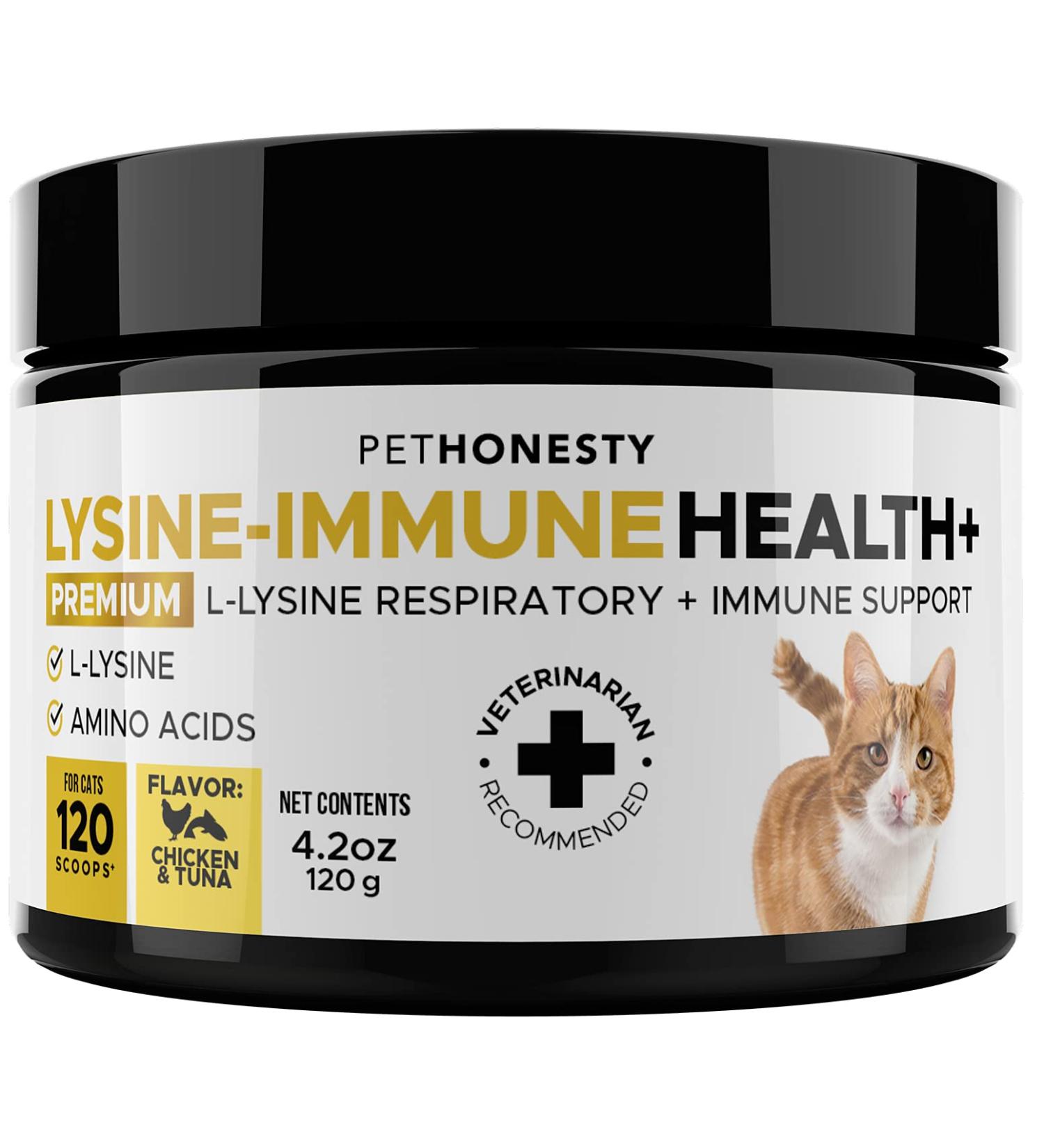 PetHonesty Immune Health Lysine Supplement Powder for Cats - Cat Allergy Relief - Omega 3s & L-Lysine - Chicken & Fish Flavor - Buy Online on GoSupps.com