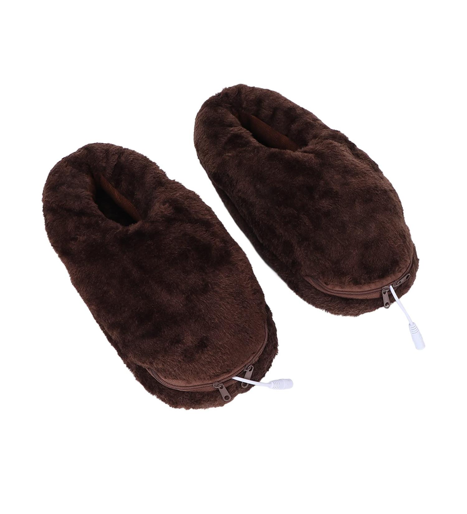 Buy Electrically Heated Foot Warmer Slippers for Men & Women - Adjustable Temperature Plush Heating Shoes for Desk Use | Winter Comfort - Buy Online on GoSupps.com