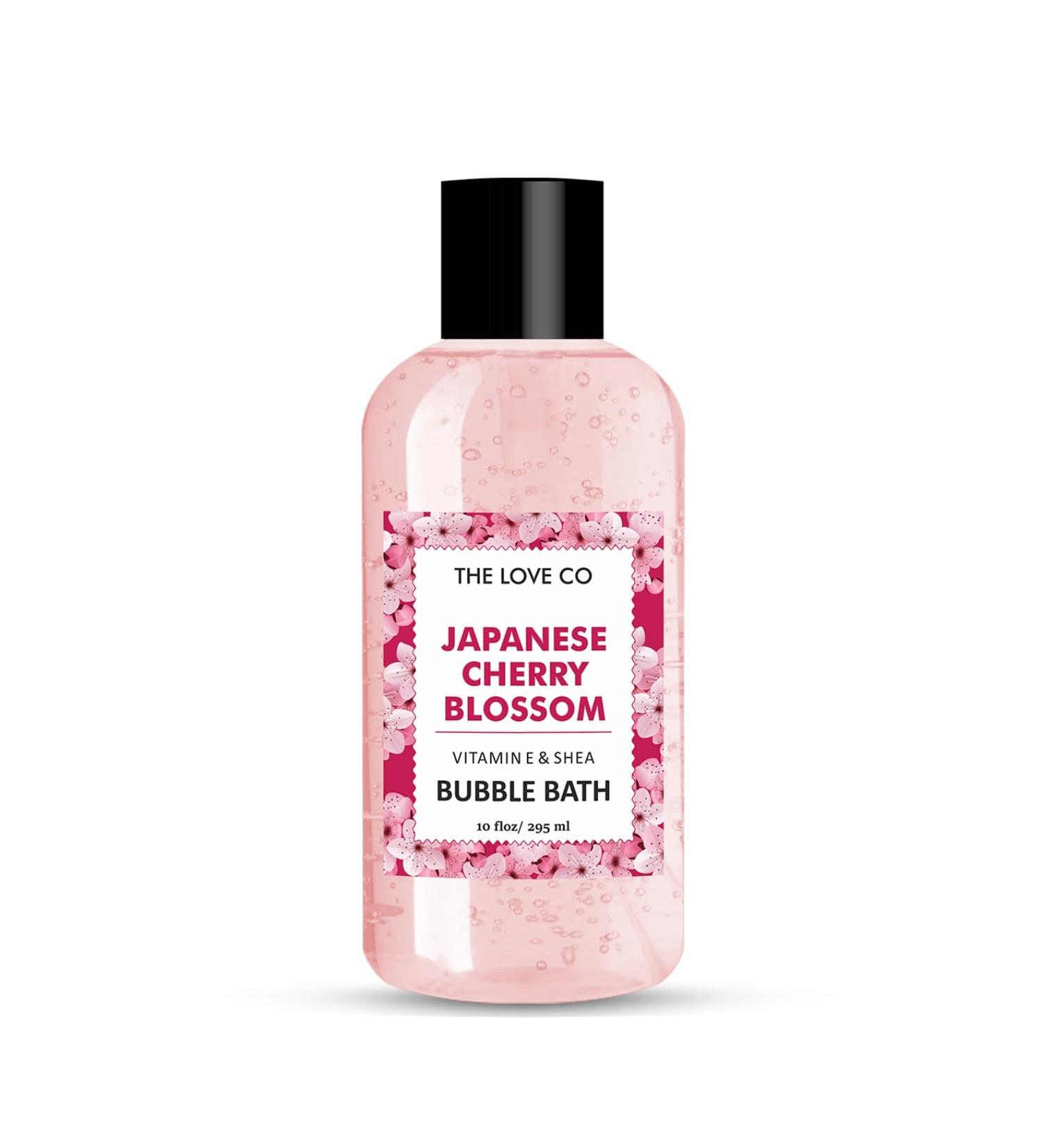 THE LOVE CO. Japanese Cherry Blossom Bubble Bath For Bath Tub Aromatherapy Epsom Salt & Shea Butter Based Bubble Bath Soap Luxury Bath For Dry Skin