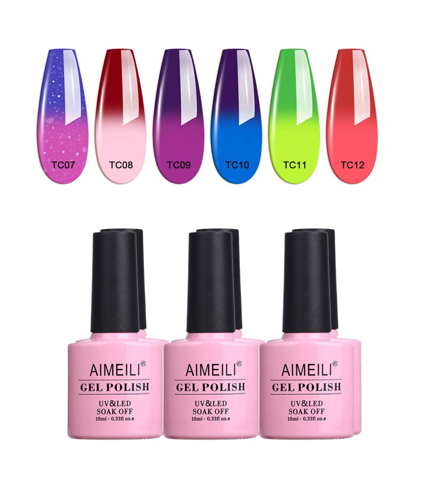 AIMEILI 6pcs X 10ml Temperature Color Changing Chameleon Gel Nail Polish Set - UV LED Soak Off Kit - Buy Online on GoSupps.com