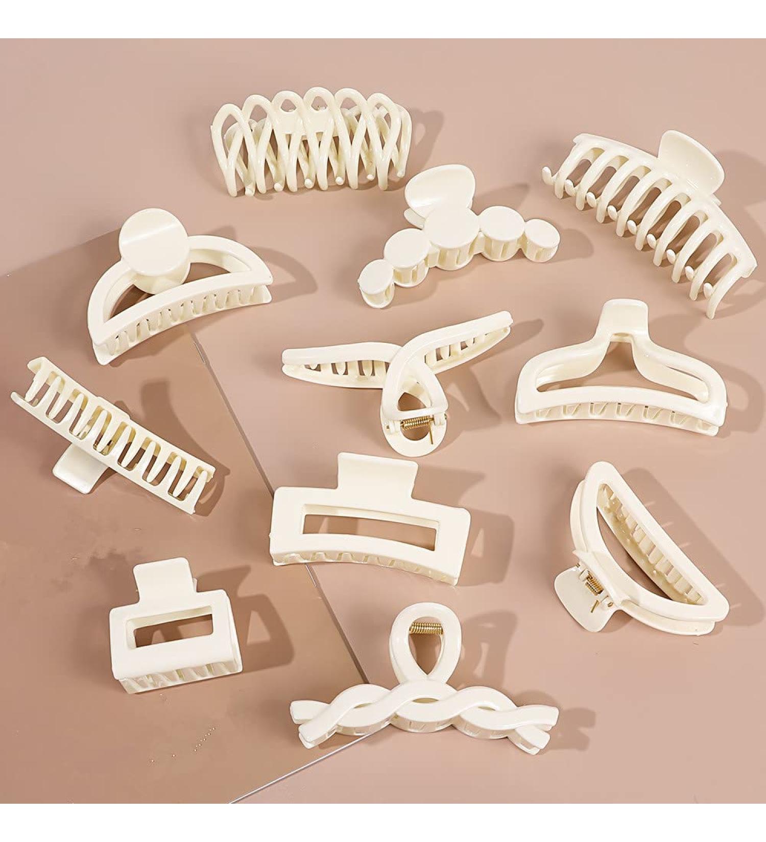 8 Pack Cream Hair Claw Clips - Matte Beige Hair Clamps for Thin Thick Hair, Strong Hold Jaw Clip - Christmas Hair Accessories Gift - Mother's Day - White - Buy Online on GoSupps.com