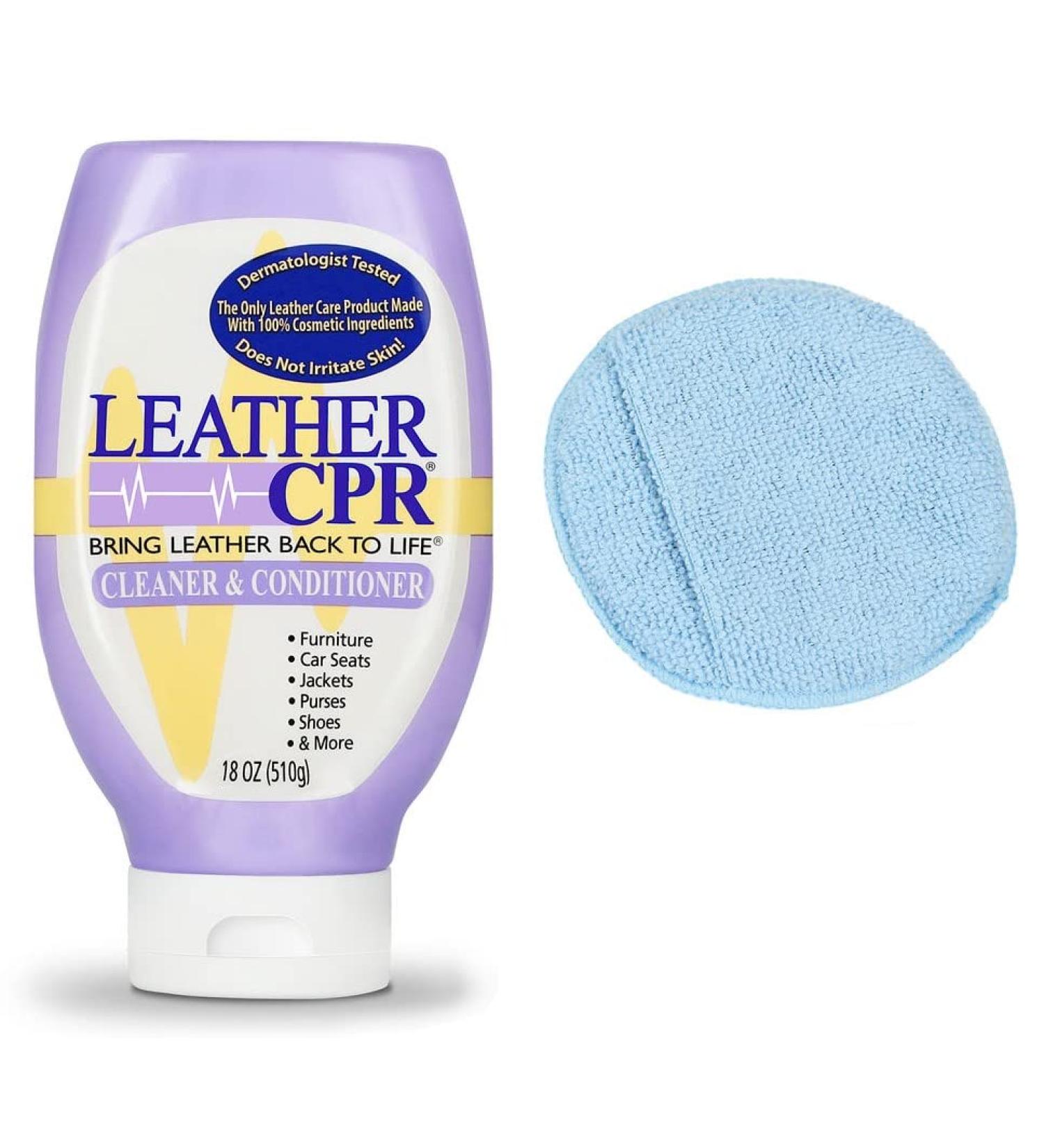 Leather CPR Cleaner & Conditioner Kit with Microfiber Applicator - Restores, Protects & Prolongs Life of Furniture, Handbags, Car Seats, Jackets & Saddles - 18 Ounce Pack - Buy Online on GoSupps.com