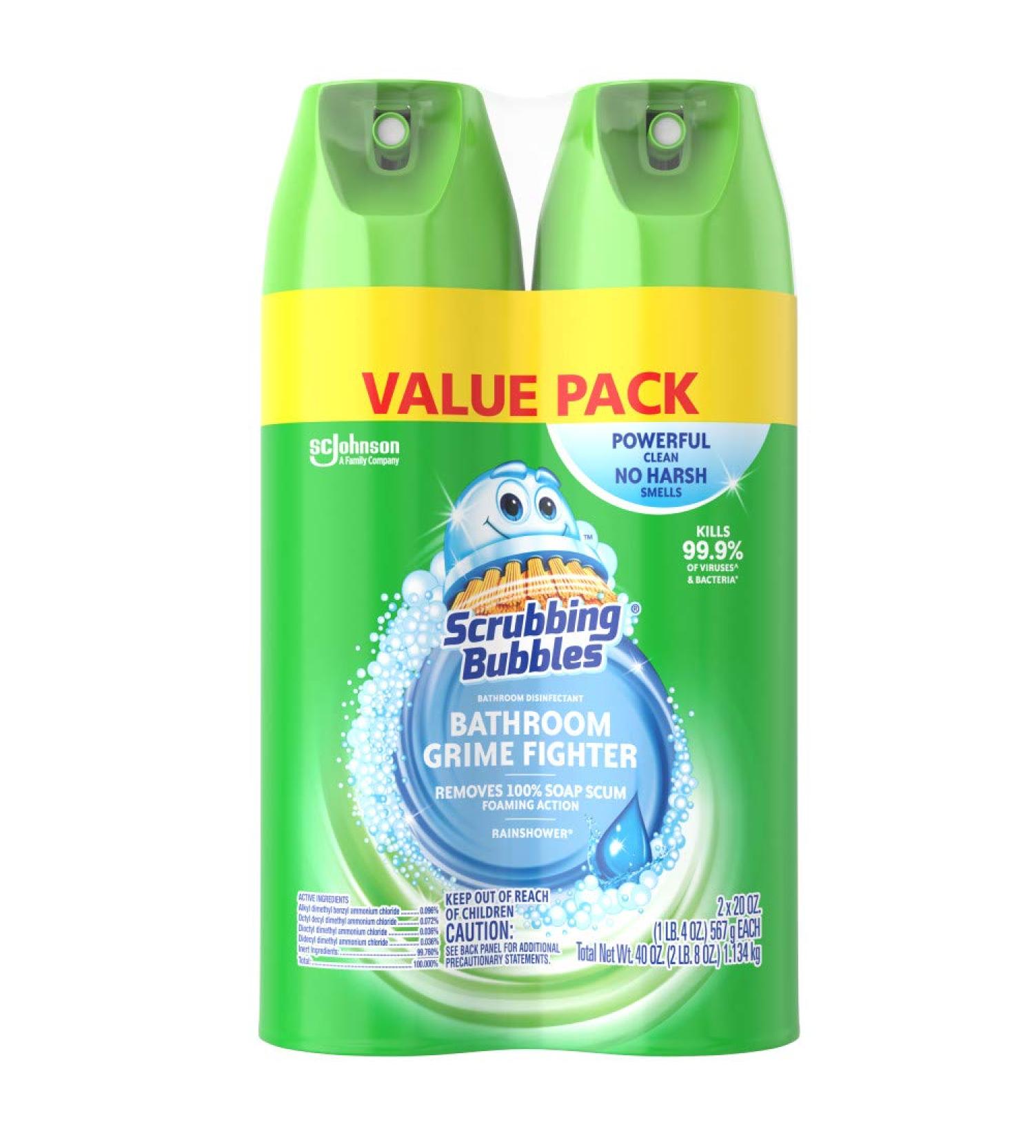 Scrubbing Bubbles Bathroom Grime Fighter Aerosol - Rainshower Scent - 20 oz (2 Count) - Buy Online on GoSupps.com