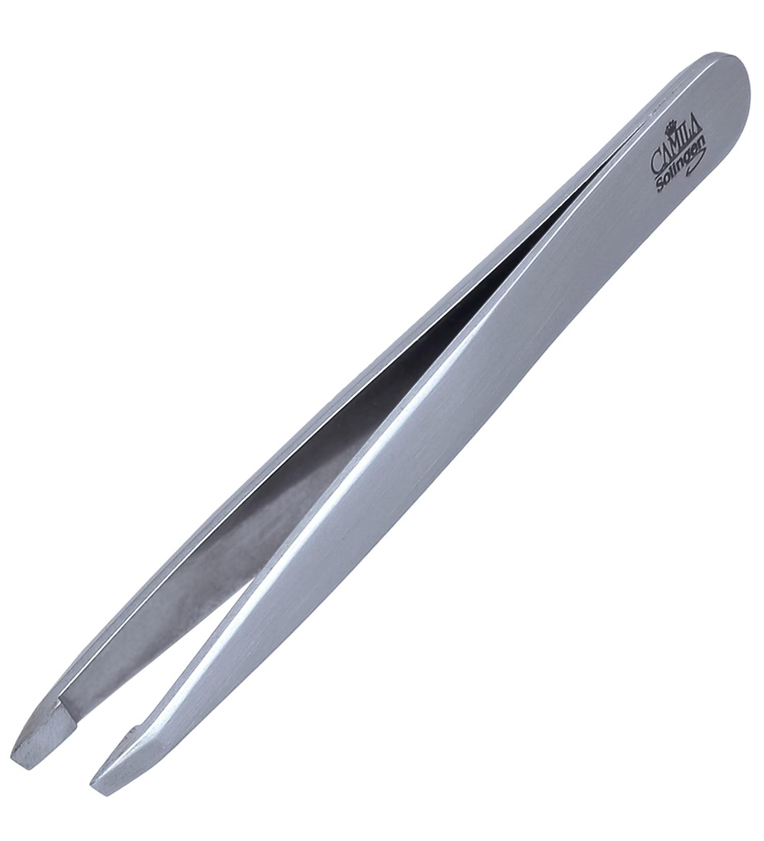 Camila Solingen CS25 Slanted Stainless Steel Precision Eyebrow Tweezers - Professional Grade Tool for Facial Hair Shaping & Removal, Made in Solingen Germany - Men/Women - Buy Online on GoSupps.com