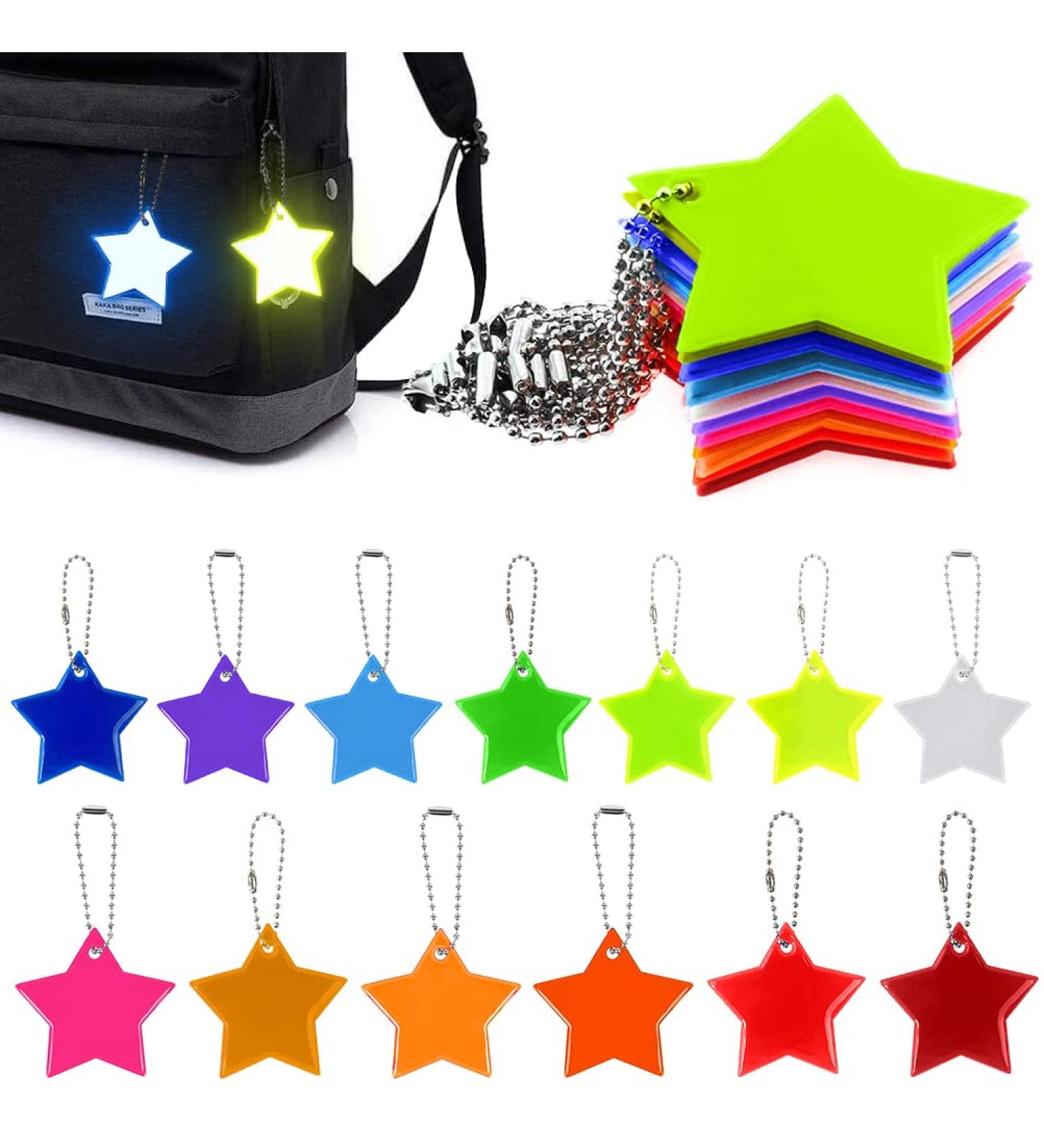 Children Reflector Set - 13 Star Reflectors for Backpack & School Bags | Safety Reflectors & Keychains for Bicycles & Running - Buy Online on GoSupps.com