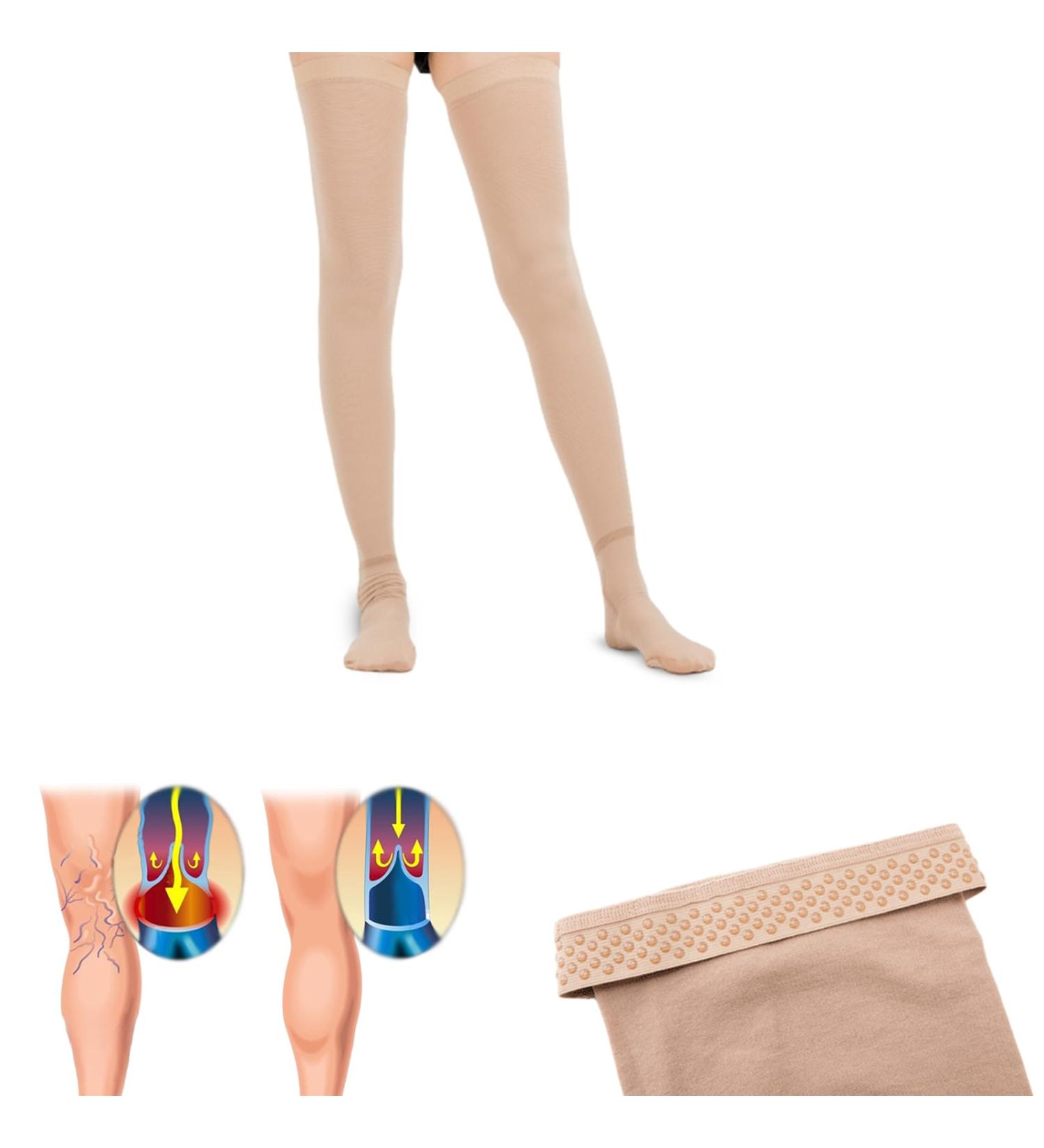 Ted Hose Compression Stockings for Women & Men | Anti-Embolism Thigh High 15-20 mmHg | XXL Beige - Buy Online on GoSupps.com
