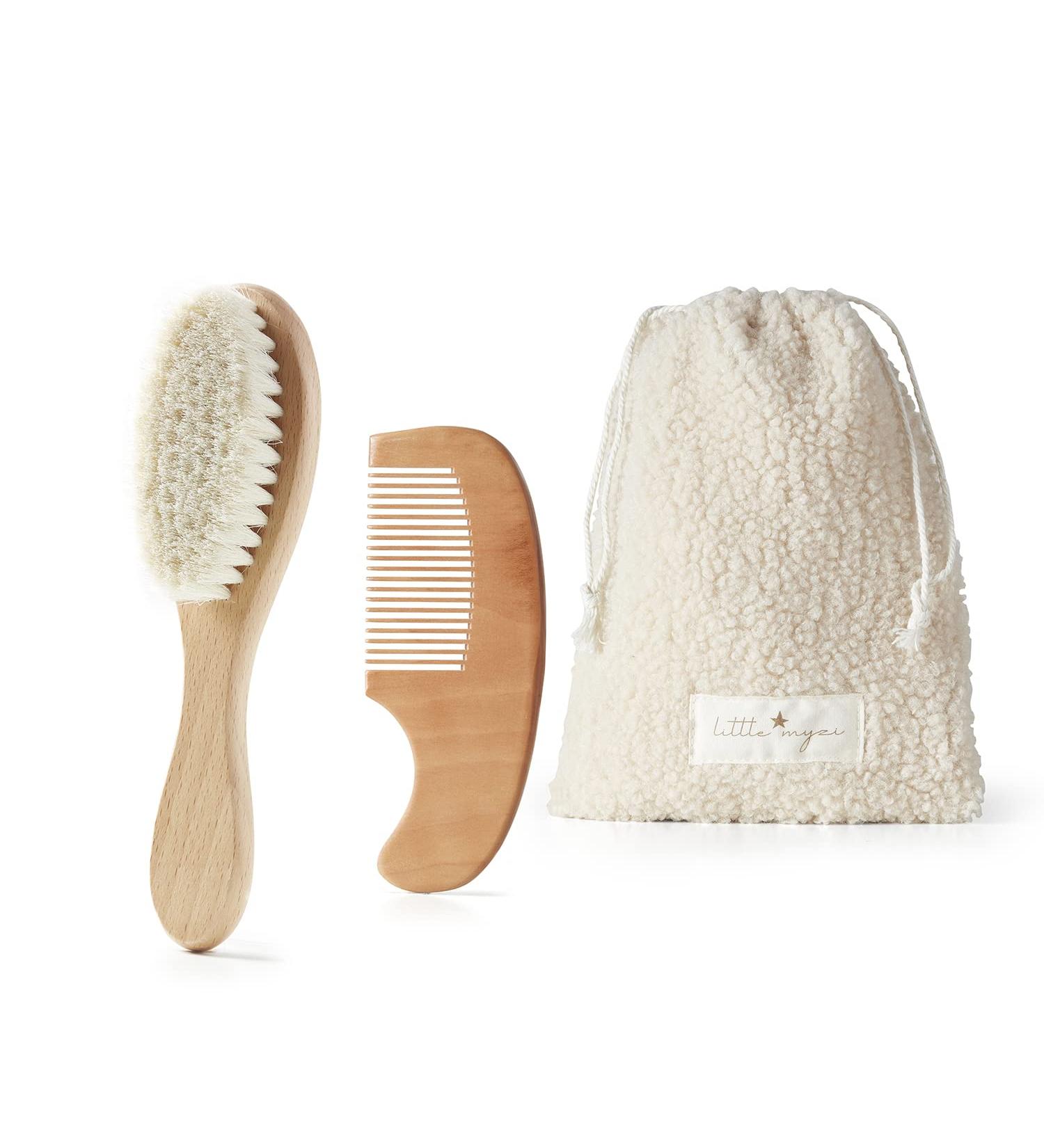 MYZI Soft Baby Hair Brush and Comb Set for Newborns and Toddlers - Unisex Baby Gift Set - Buy Online on GoSupps.com