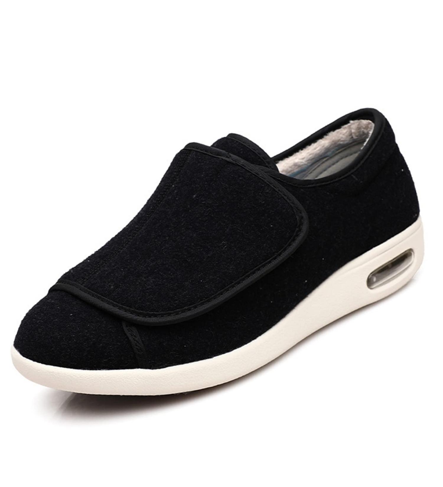 Men's Adjustable Diabetic Slipper Shoes - Wide Fit Breathable Slippers for Edema, Arthritis & Swollen Feet (Black, Size 12) - Buy Online on GoSupps.com
