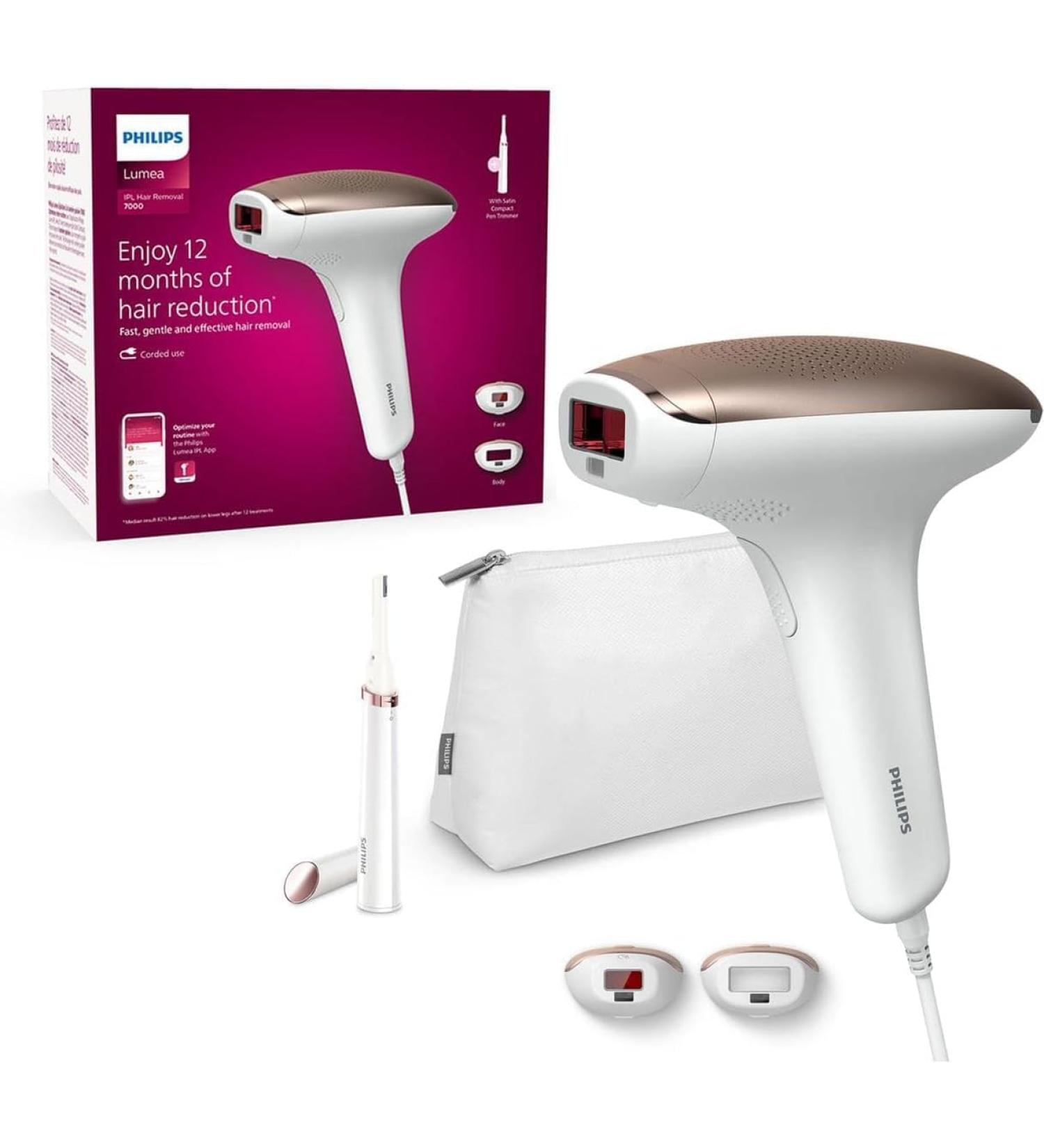 Philips Lumea IPL Hair Removal Device 7000 Series - Model Bri921/00 with Satin Compact Trimmer & 2 Attachments for Body & Face - International Shipping Available - Buy Online on GoSupps.com