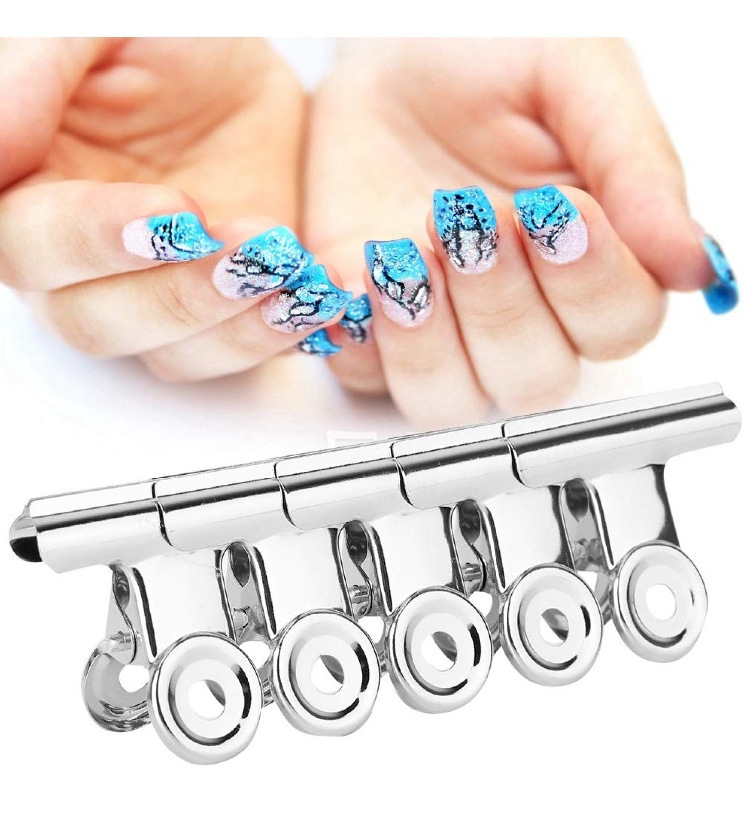 Buy Stainless Steel C-Curve Nail Clips | 5-Part Clamping Clamps for Nail Extensions | Multifunctional Nail Art Accessories - Buy Online on GoSupps.com