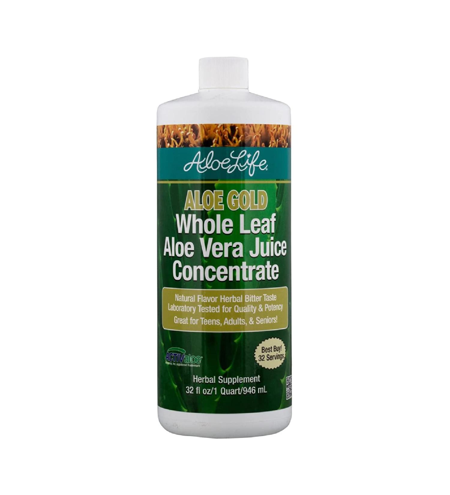 Aloe Life Organic Aloe Vera Juice Concentrate | Soothing Relief for Indigestion | Antioxidant Catalyst | Supports Energy & Wellness | Gluten-Free - 32 Fl Oz - Buy Online on GoSupps.com