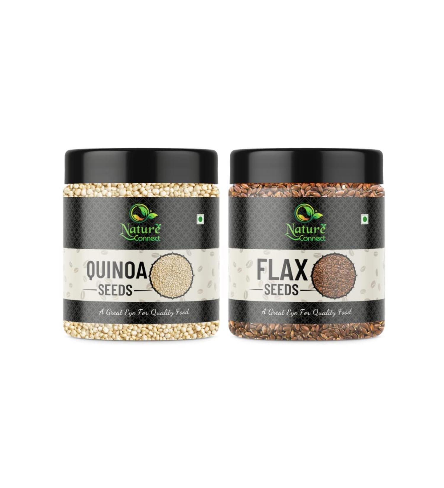 Nature Connect Combo Pack of Quinoa Seeds Gluten Free 250 gm and Flax Seeds 250 gm Total 500 GMS_Packing May Vary - Buy Online on GoSupps.com