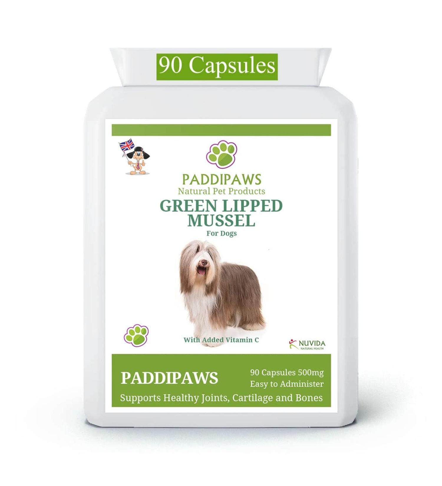 PADDIPAWS High Strength Green Lipped Mussel for Dogs with added Vitamin C - Natural Dog Joint Supplements - Aids Stiff Joints in Dogs - Hip and Joint care for Dogs - 90 Twist and Sprinkle Capsules - Buy Online on GoSupps.com