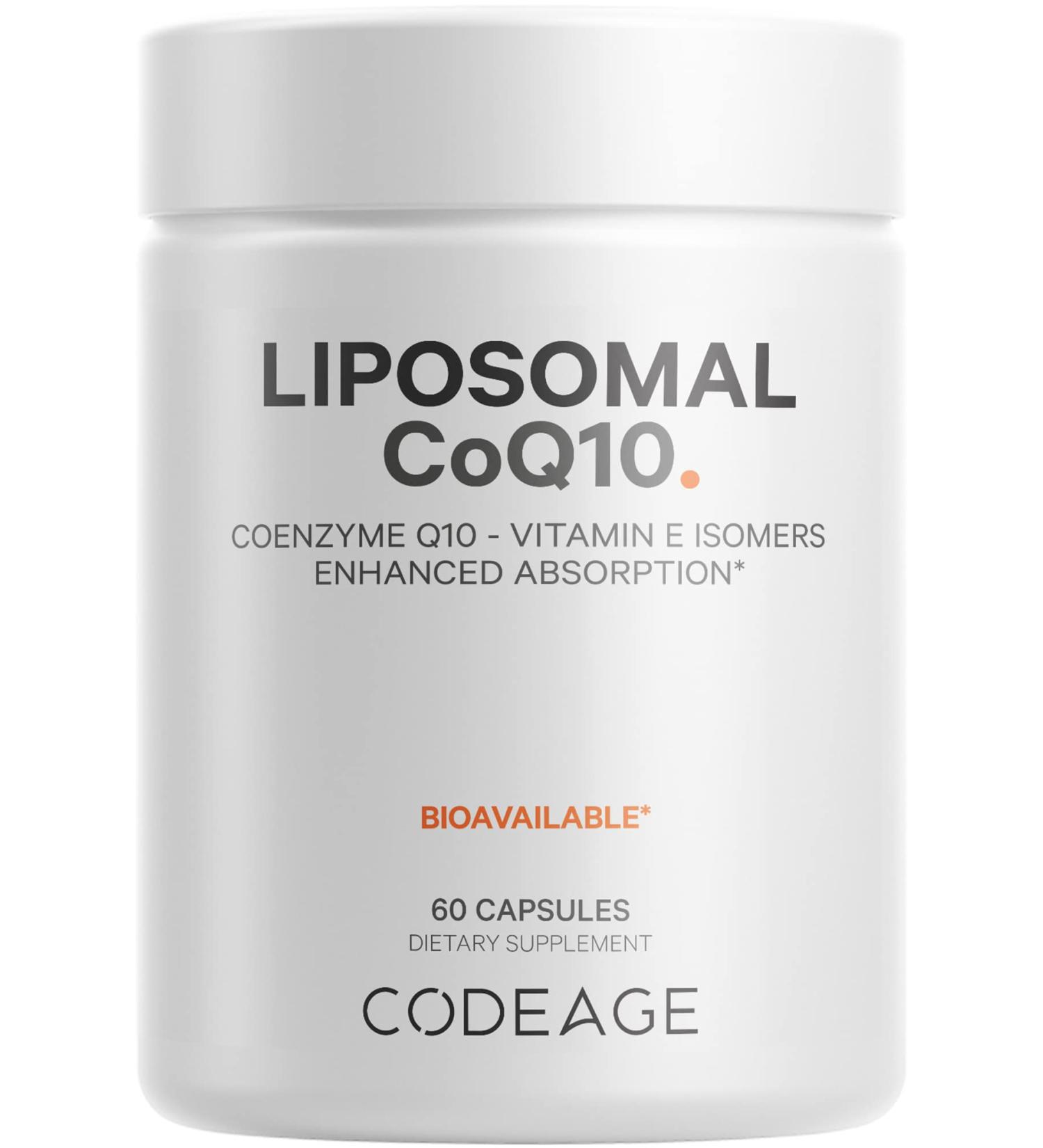Codeage Liposomal CoQ10 Supplement - 125 mg Coenzyme Q10 with Vitamin E - Vegan Non-GMO Gluten-Free - 60 Capsules for Energy & Antioxidant Support - Buy Online on GoSupps.com