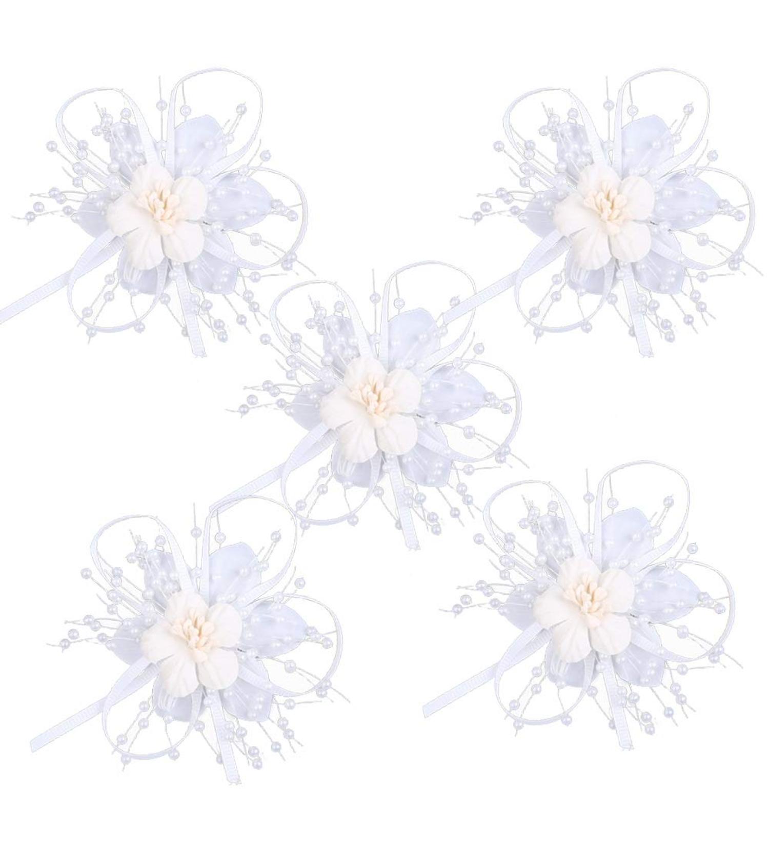 5 Flower Hair Clips Bridal Hairstyle Accessories Wedding Party Beach Accessories and Hair Accessories Ivory White - Buy Online on GoSupps.com