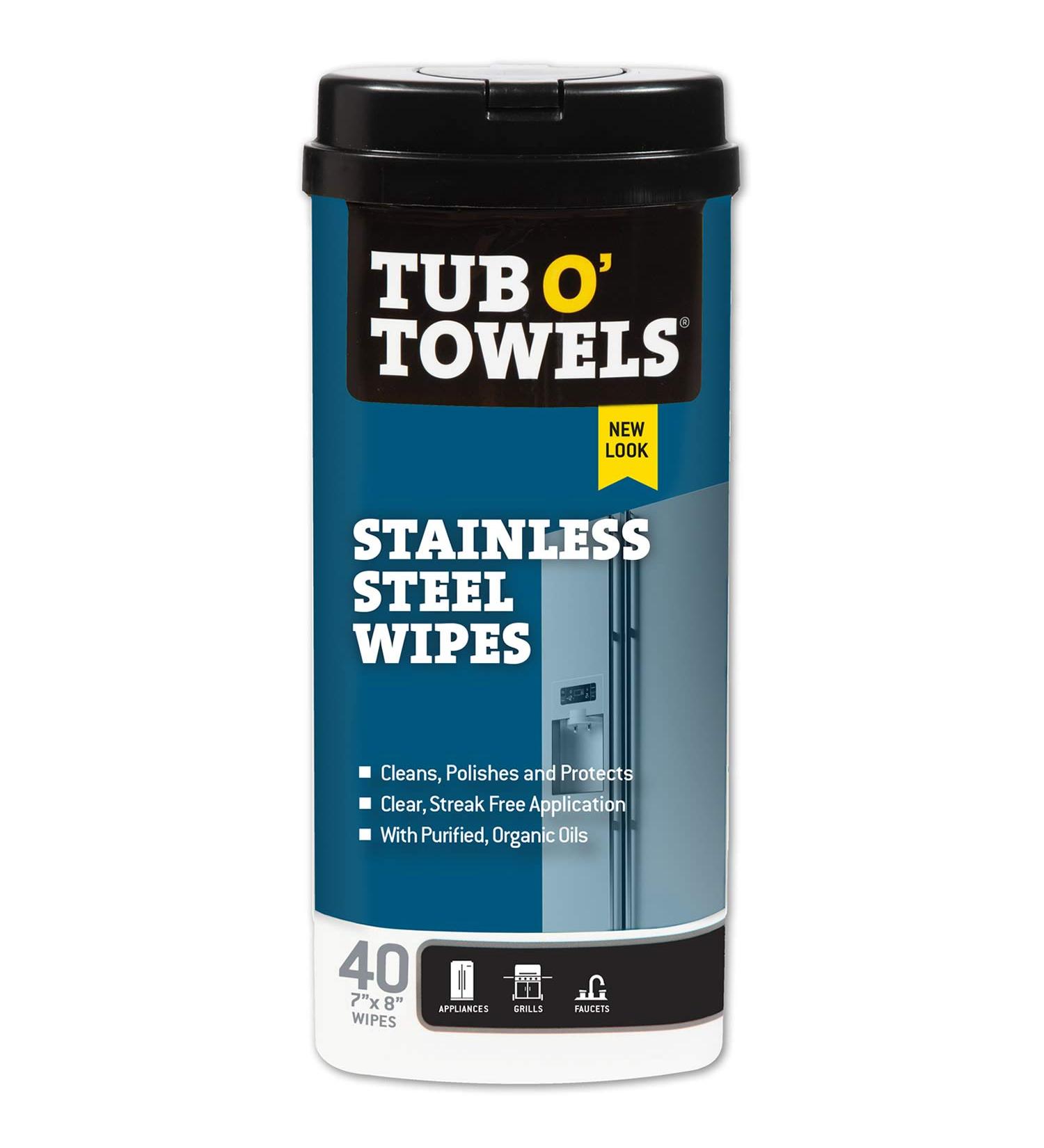Tub O' Towels Stainless Steel Wipes - 40 Count (1-Pack) - Buy Online on GoSupps.com