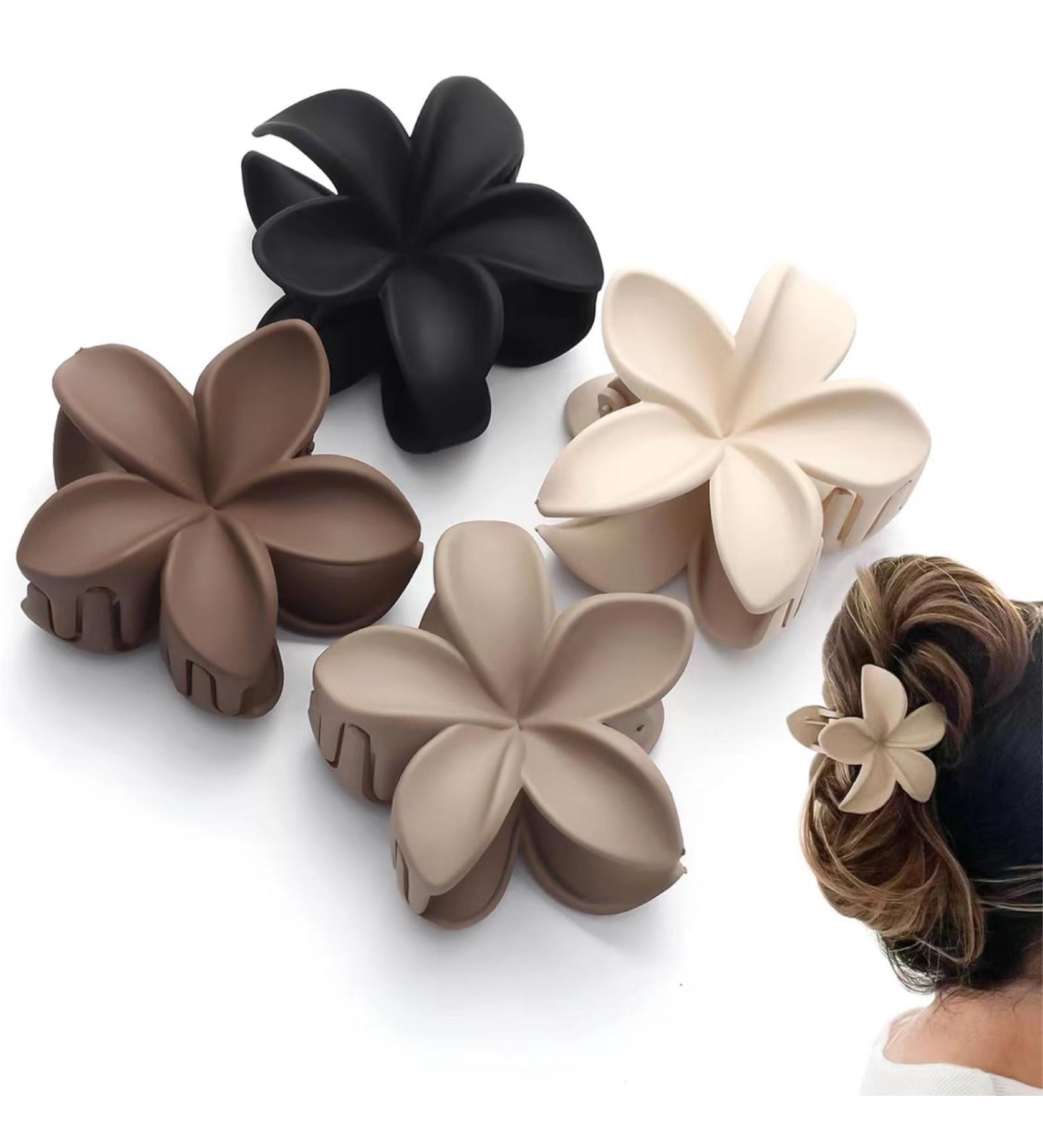 Ypkia 4 Pieces Flower Hair Clips Set - Large Matte Hair Accessories for Thick & Thin Hair | Stylish Women's Hair Clips - Buy Online on GoSupps.com