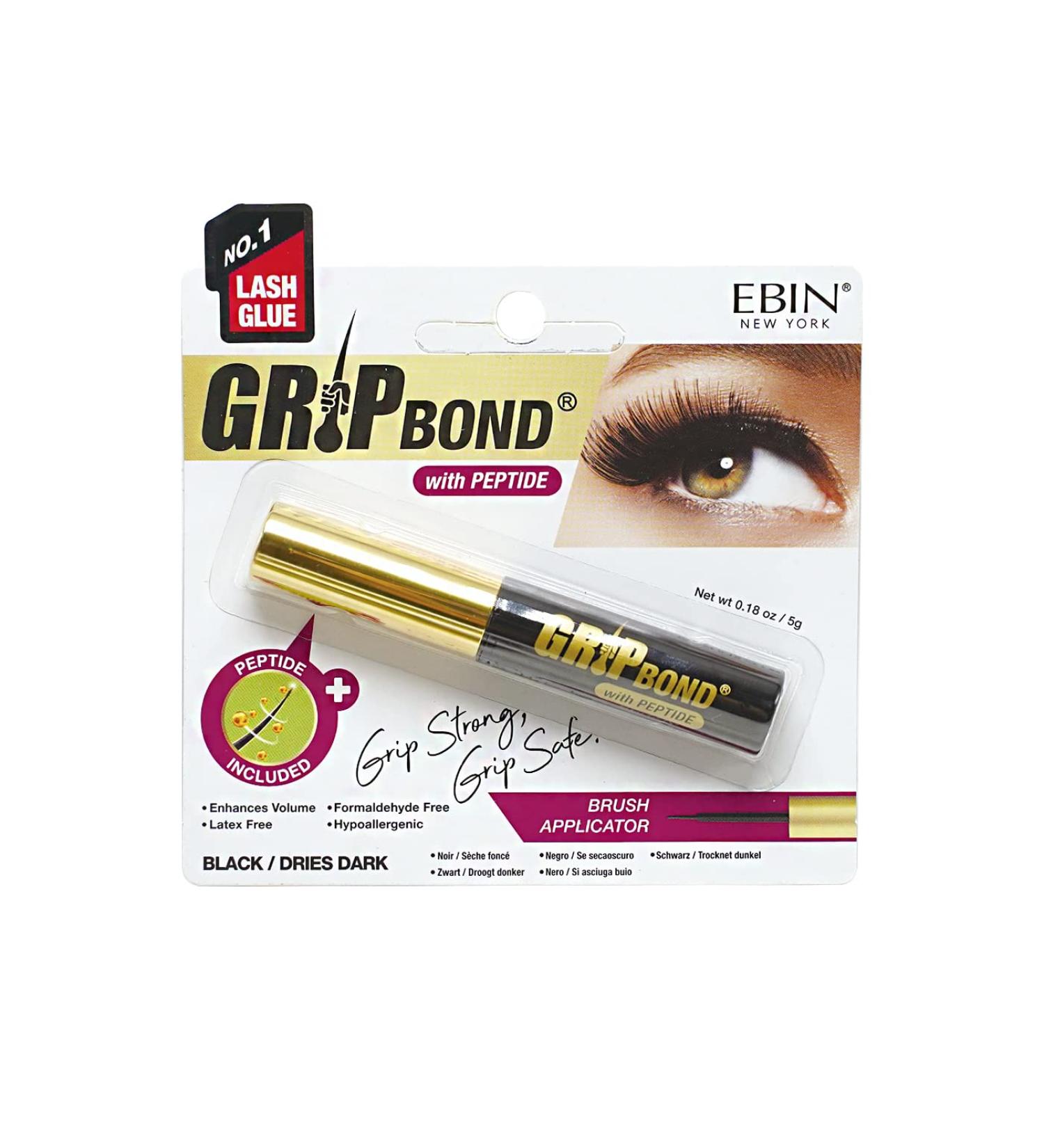 Buy EBIN NEW YORK Grip Bond Eyelash Adhesive Glue - Fast-Drying Volume Enhancing Latex-Free | Brush Type Black Peptide - Buy Online on GoSupps.com