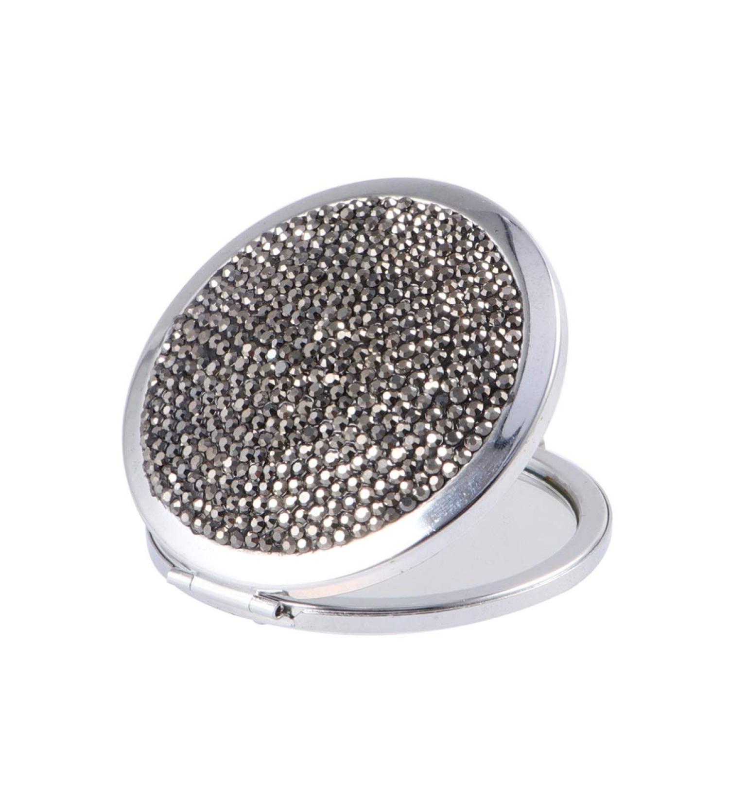 Lurrose Bling Compact Mirror Round Folding Mirror Double- sided Cosmetic Mirror Portable Pocket Mirror Rhinestone Mirror for Travel and Home Use (Black) - Buy Online on GoSupps.com