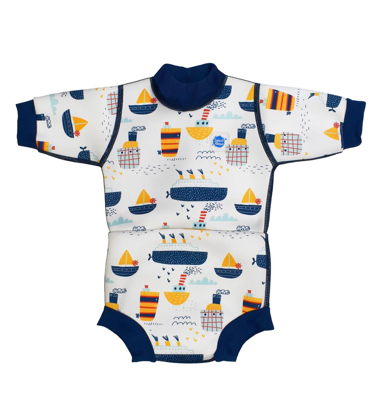 Splash About Happy Nappy Wetsuit with Reusable Swim Nappy - Tug Boats 0-4 Months - Buy Online on GoSupps.com
