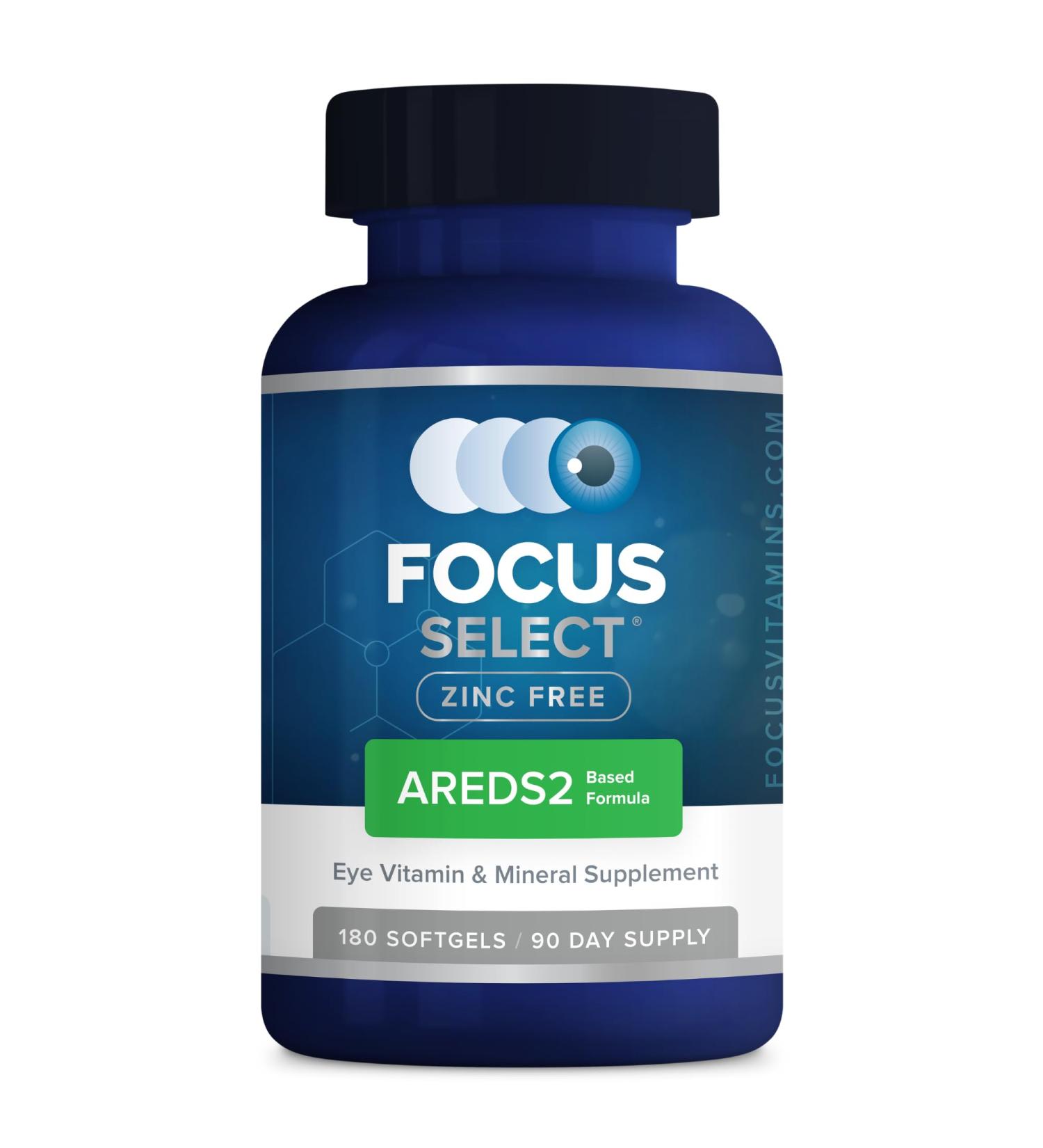 Focus Vitamins | Focus Select Zinc Free Formula | 180 Softgel Capsules | AREDS2 Based Formula | Eye Vitamin & Supplement | Easy to Swallow Pill 180 Count (Pack of 1) - Buy Online on GoSupps.com
