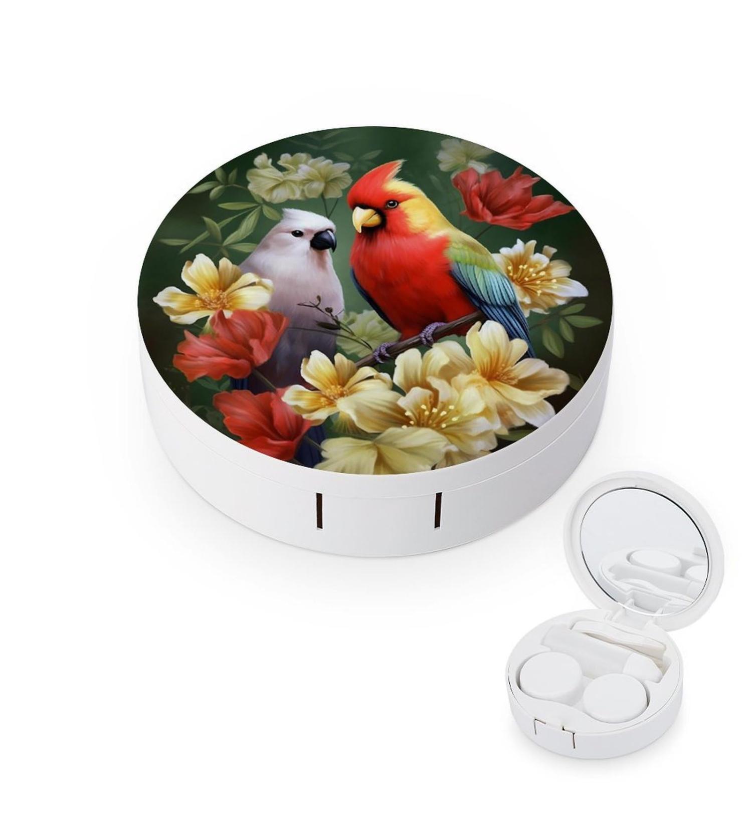 Buy Portable Bird & Flowers Contact Lens Case Travel-Friendly Storage Box for Easy Lens Care - Buy Online on GoSupps.com