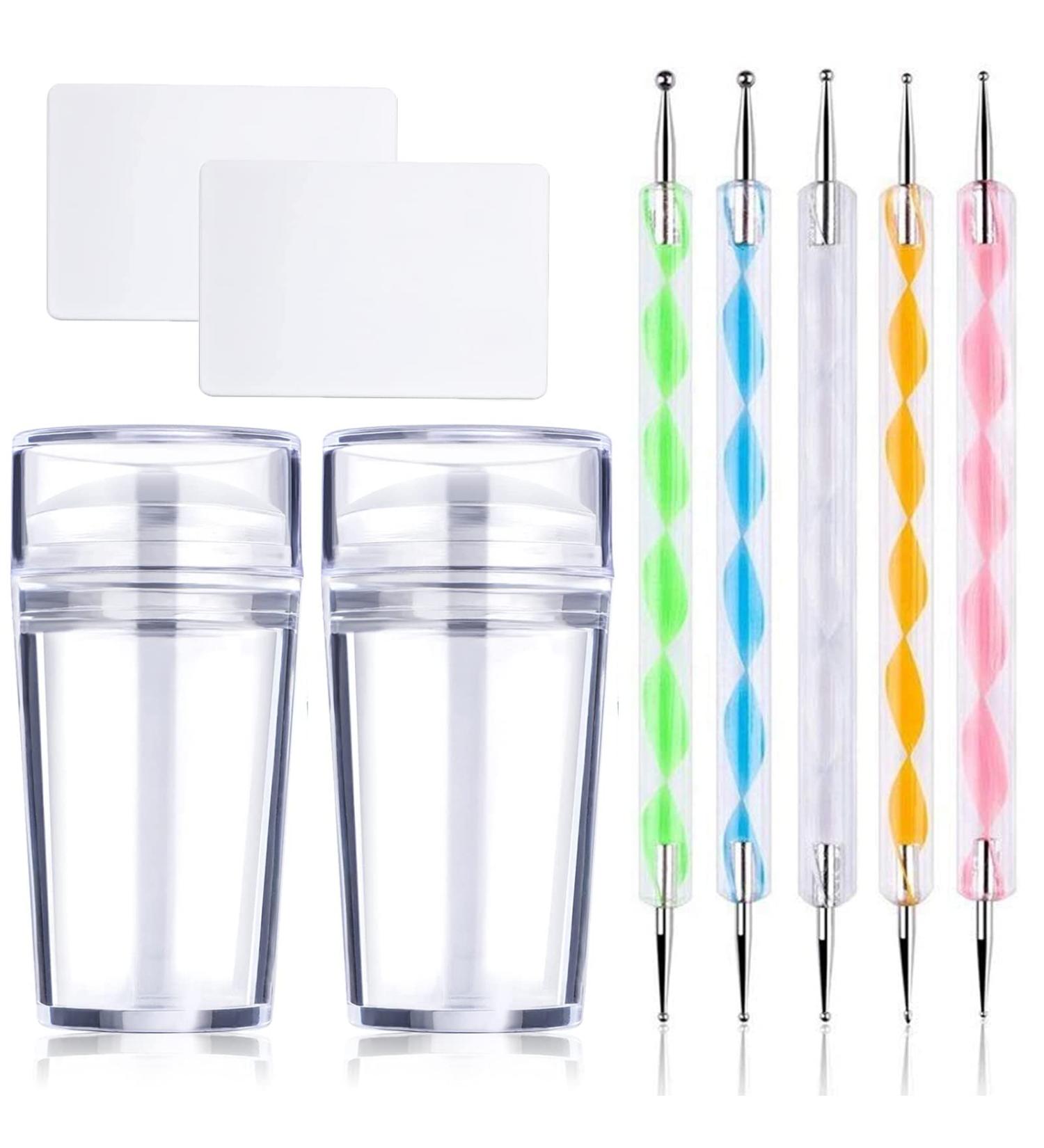 Clear Silicone Jelly Stamper Nail Dotting Pen & Scraper Set for French Tip Nail Art Manicure - Buy Online on GoSupps.com