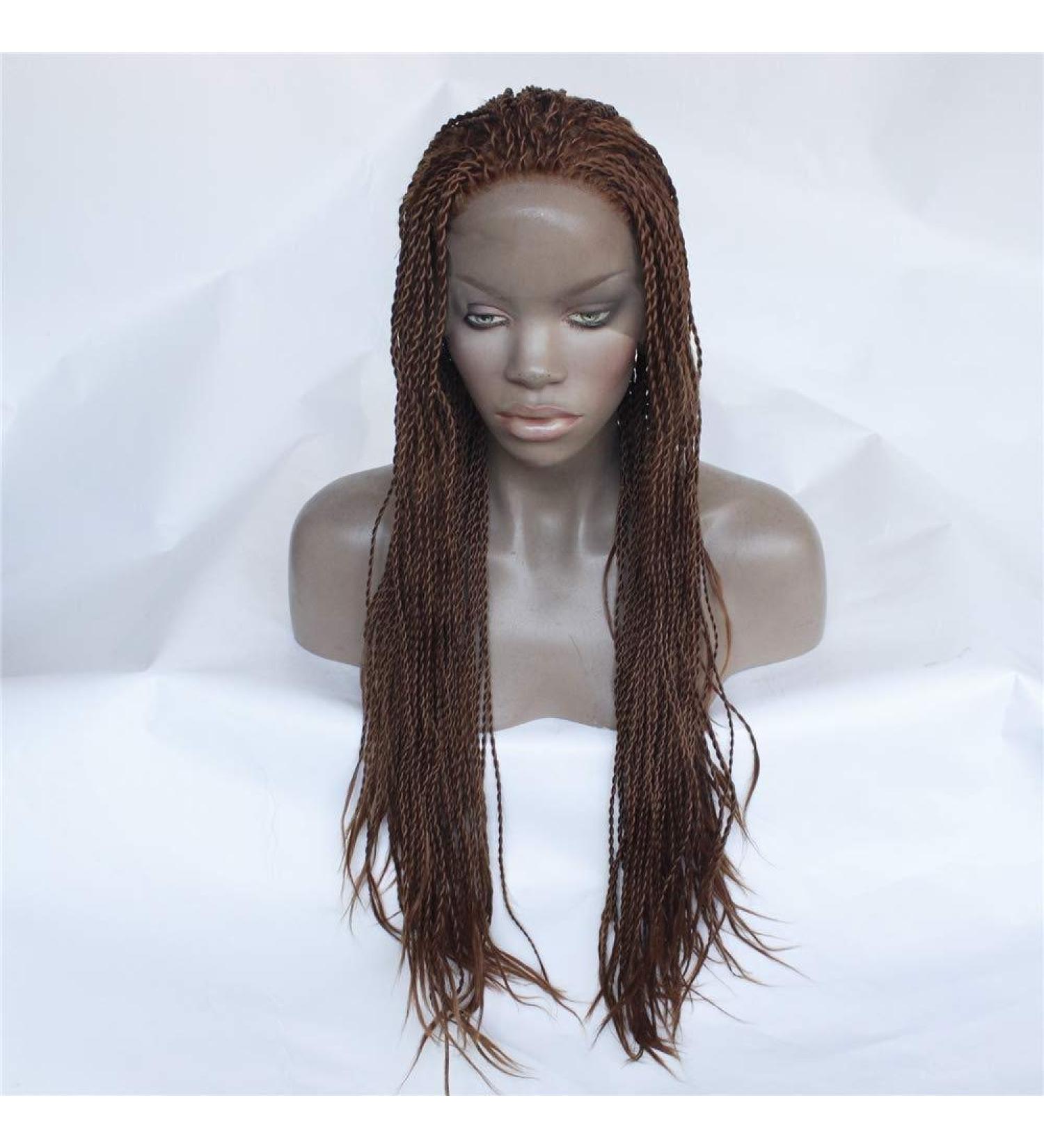 Shop Women's Hand-Woven Front Lace Wig with Twisted Small Braids - Long Hair Chemical Fiber Wig for All International Shipping - Buy Online on GoSupps.com