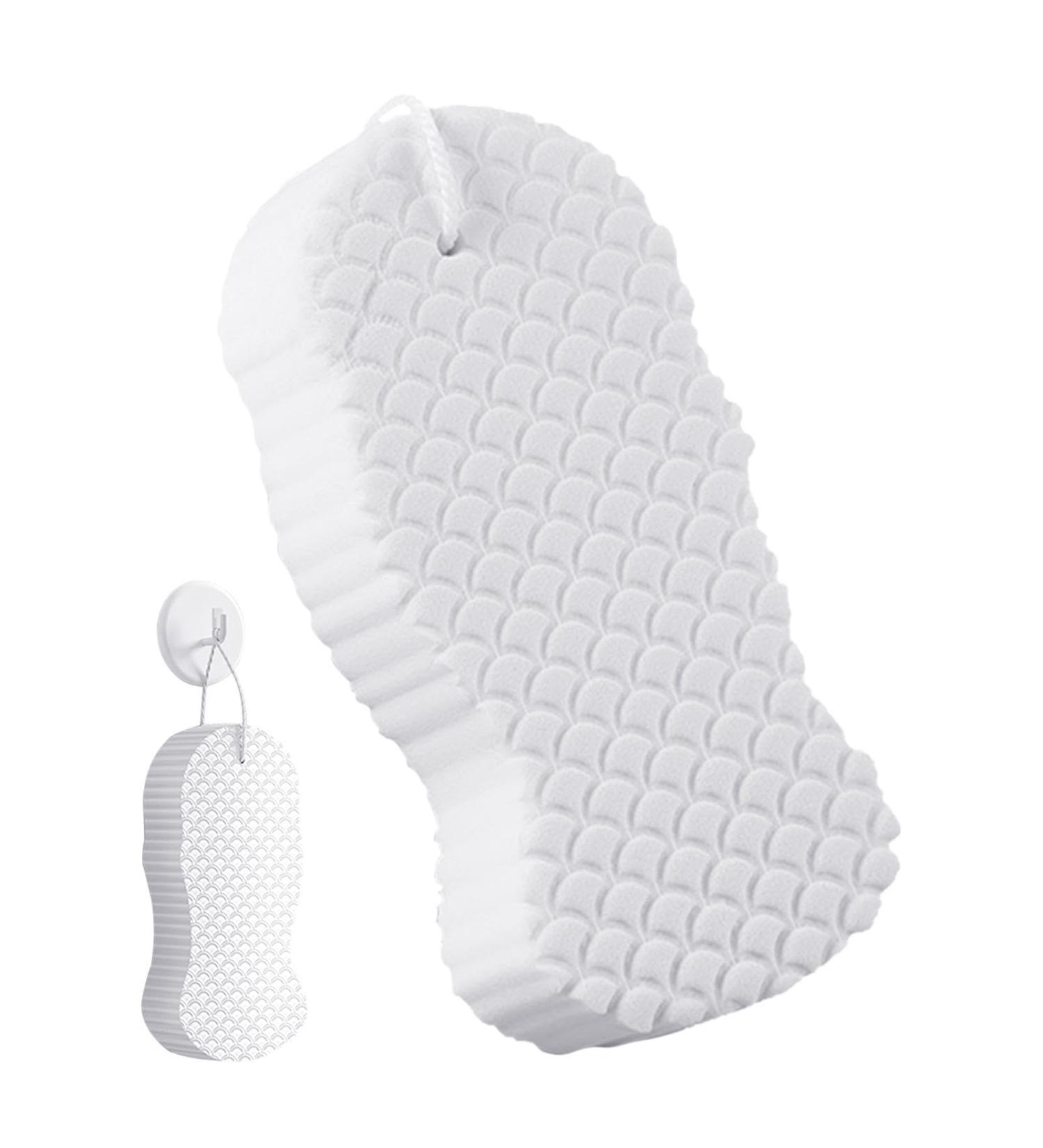 Soft Shower Sponge 3D Bath Sponge Shower Brush with Up Rope | Absorbent Bath Sponge Spa Scrub Exfoliator for Dead Skin Removal Body Wash Sponge for Adults Children White - Buy Online on GoSupps.com