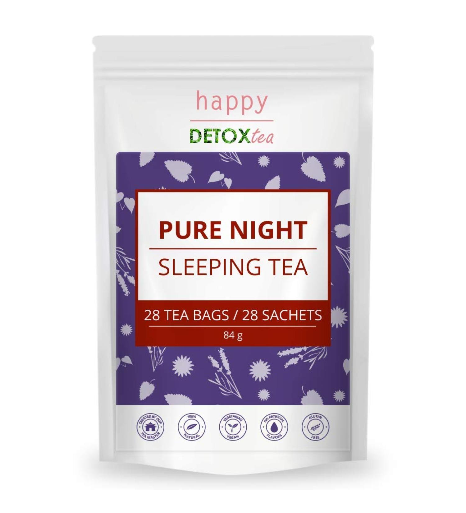 Happy Detox Tea Pure Night - Sleep Tea - Relaxation - Anti-Stress - Happy Detox Tea - 28 Sachets - 4 Week Cure - Buy Online on GoSupps.com