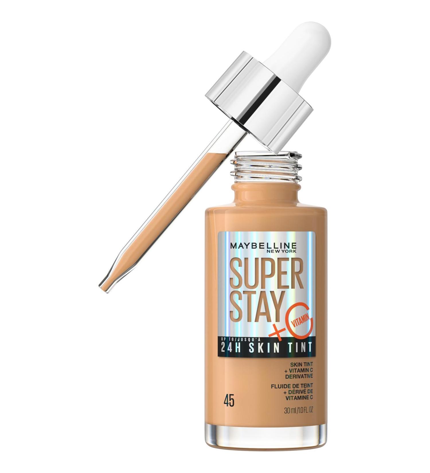 Maybelline Super Stay Skin Tint Foundation With Vitamin C - Long-Lasting 24H, Vegan Formula - Shade 45, 30 ml - Buy Online on GoSupps.com