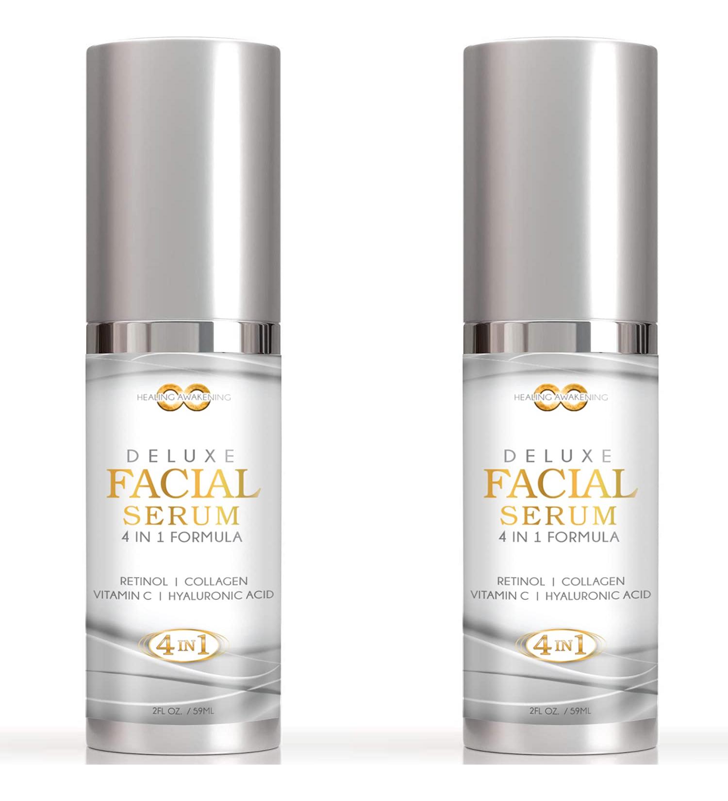 Buy Healing Awakening 4-in-1 Anti-Aging Facial Serum (2 Pack) - Collagen Booster with Hyaluronic Acid Vitamin E Retinol & Vitamin C - 2.0 oz - Buy Online on GoSupps.com