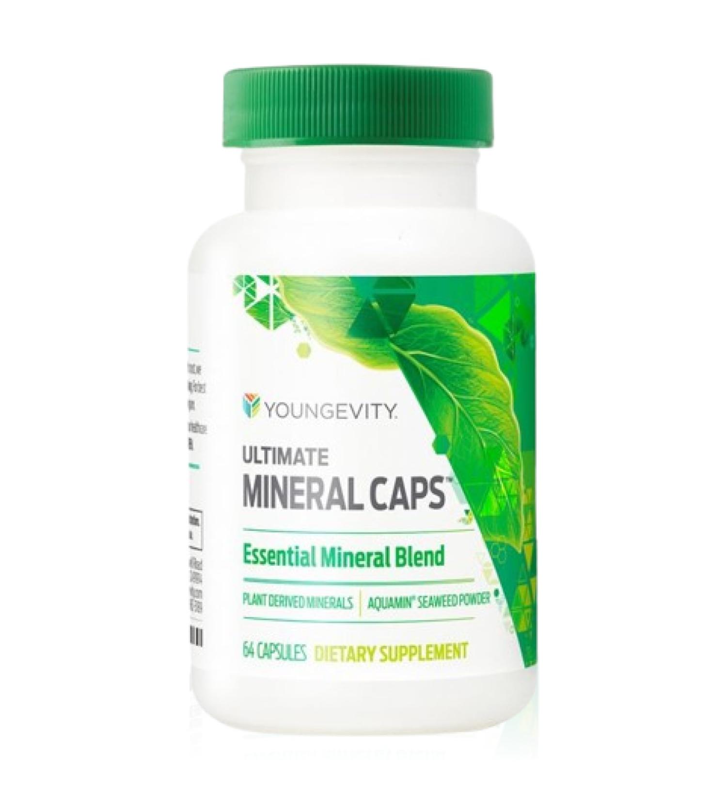Youngevity Ultimate Mineral Caps - 70+ Essential Full Spectrum Trace Minerals - Nutrient-Dense Derived from Humic & Aquamin Seaweed (64 Capsule) (Pack of 4) 64 Count (Pack of 4) - Buy Online on GoSupps.com