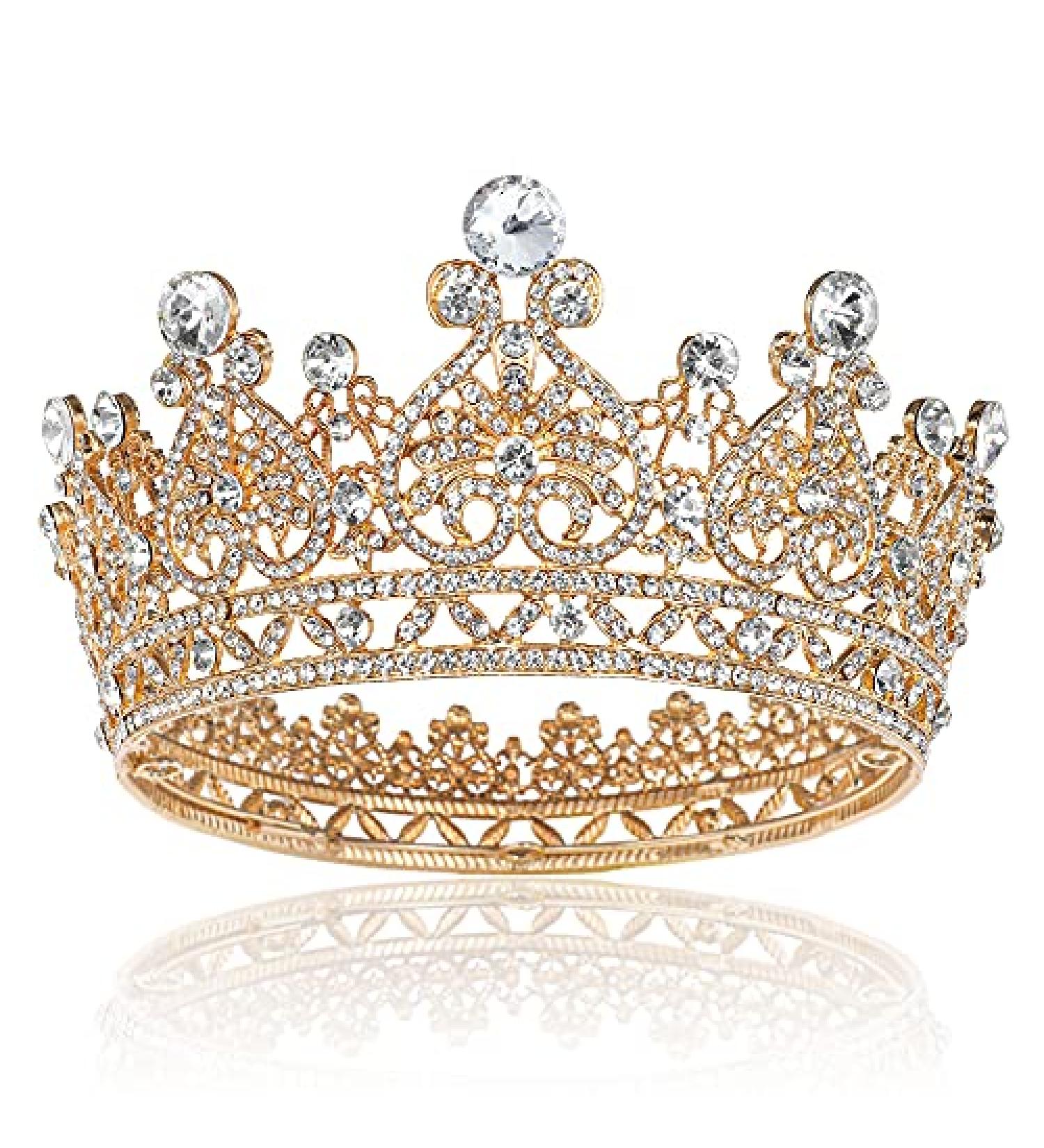 Gold Princess Crown for Women - Wedding Tiara and Crystal Queen Crown - Buy Online on GoSupps.com