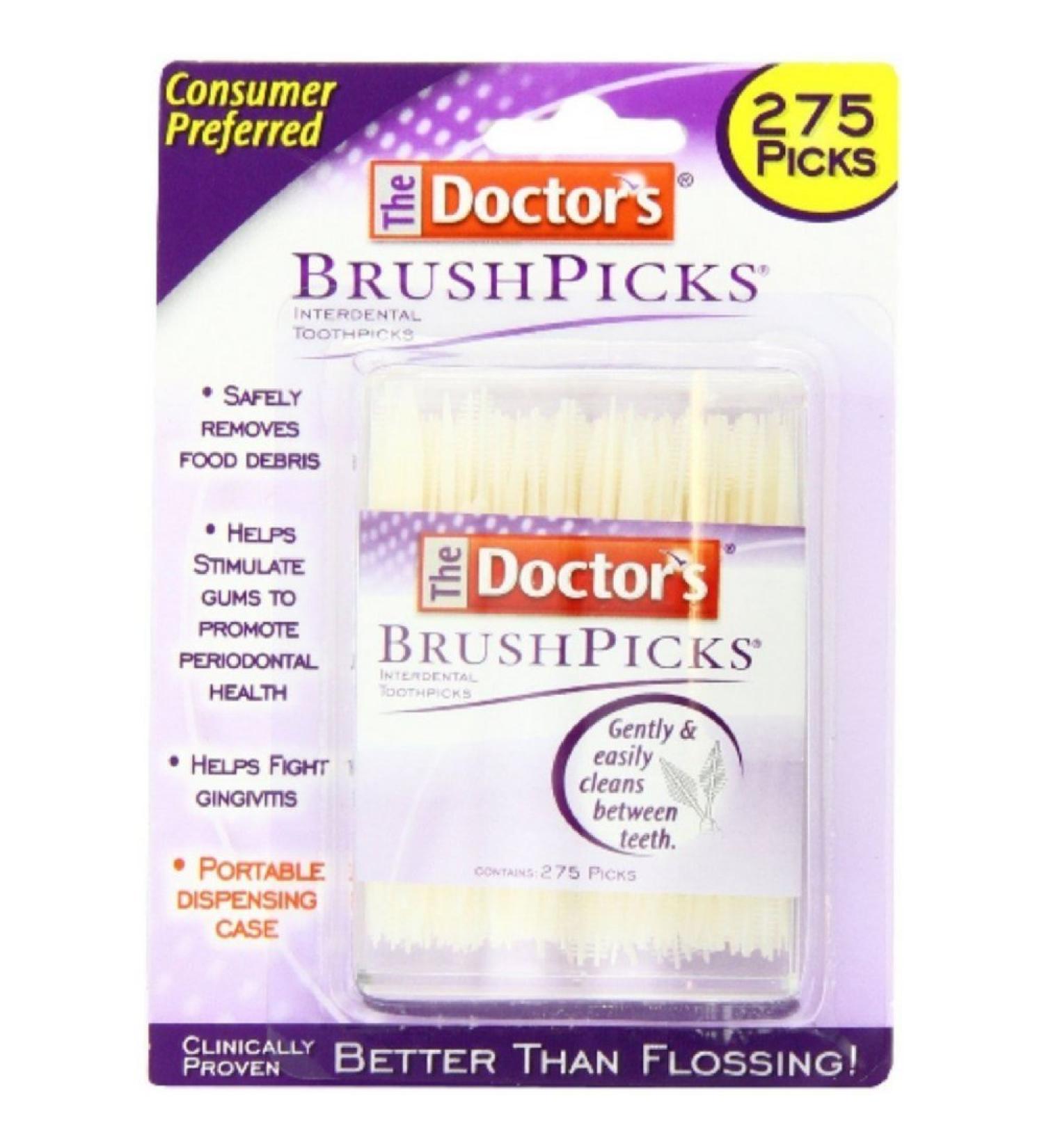 The Doctor's BrushPicks Interdental Toothpicks | Helps Fight Gingivitis | 275 Picks | Pack of 3