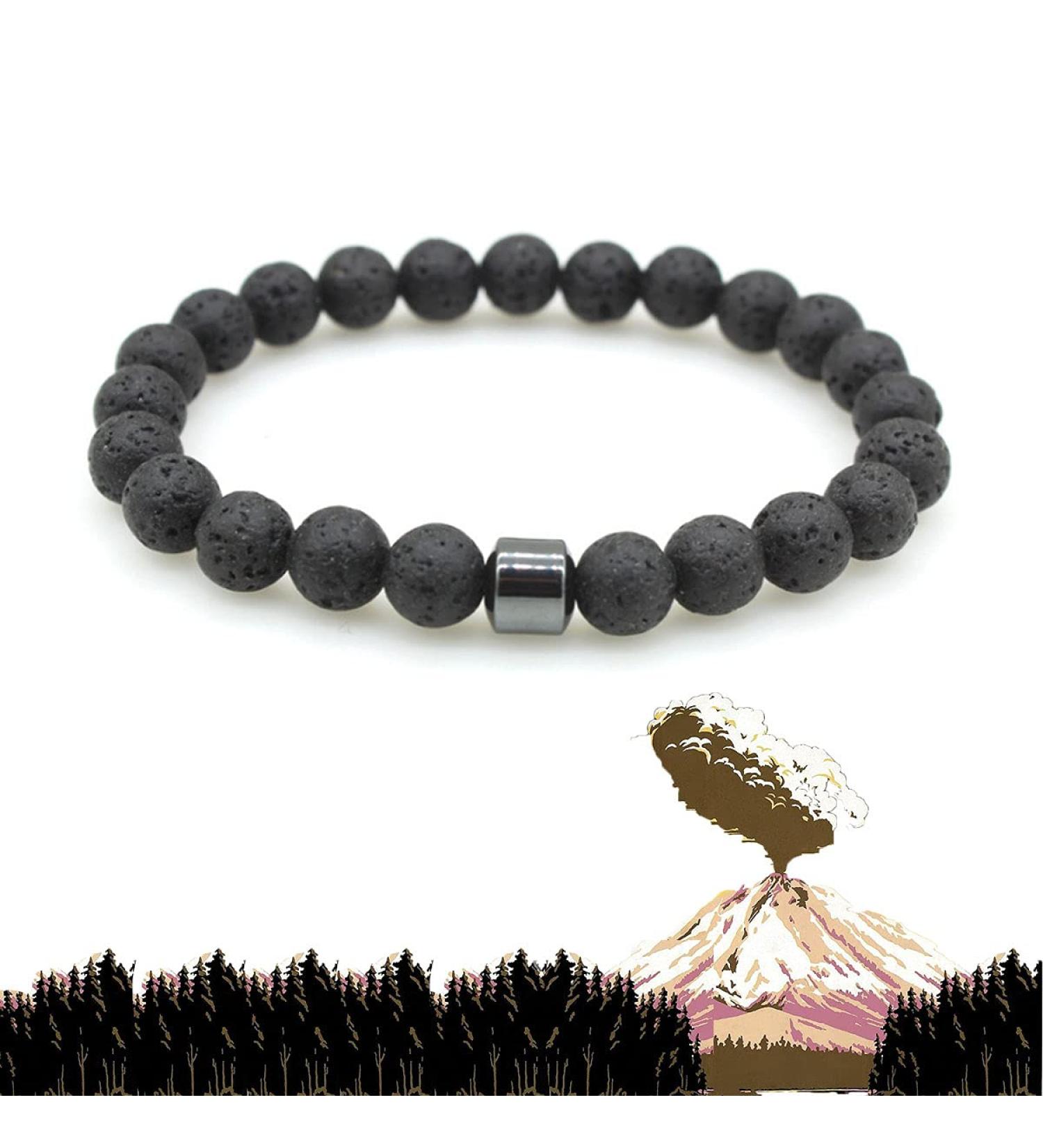 Quit Smoking Bracelet for Men | Triple Power Therapeutic & Anti-Anxiety Volcanic Rock Bracelet - Buy Online on GoSupps.com