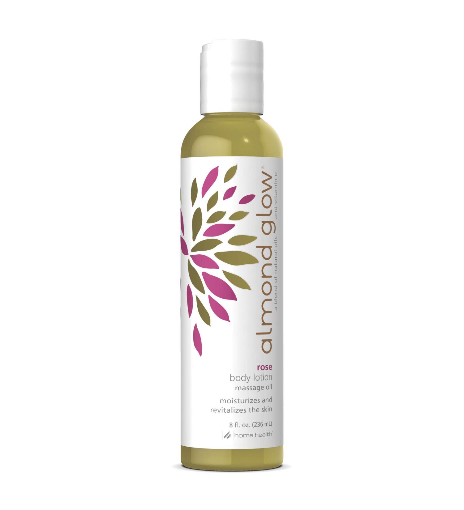 Home Health Almond Glow Rose Body Lotion - 8 oz Moisturizer & Massage Oil, Non-GMO & Paraben-Free, Enriched with Vitamin E & Natural Oils - Buy Online on GoSupps.com