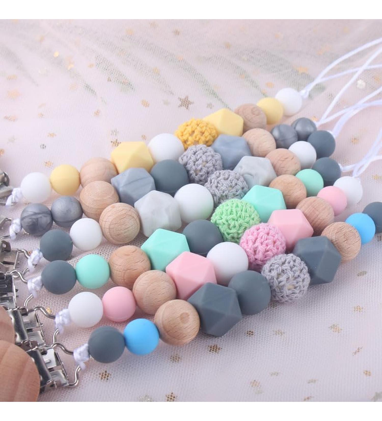 Pacifier Chain for Boys & Girls - Happy-Crazy-Baby | Perfect Baby Shower Birthday & Baptism Gift (Pink) - Buy Online on GoSupps.com