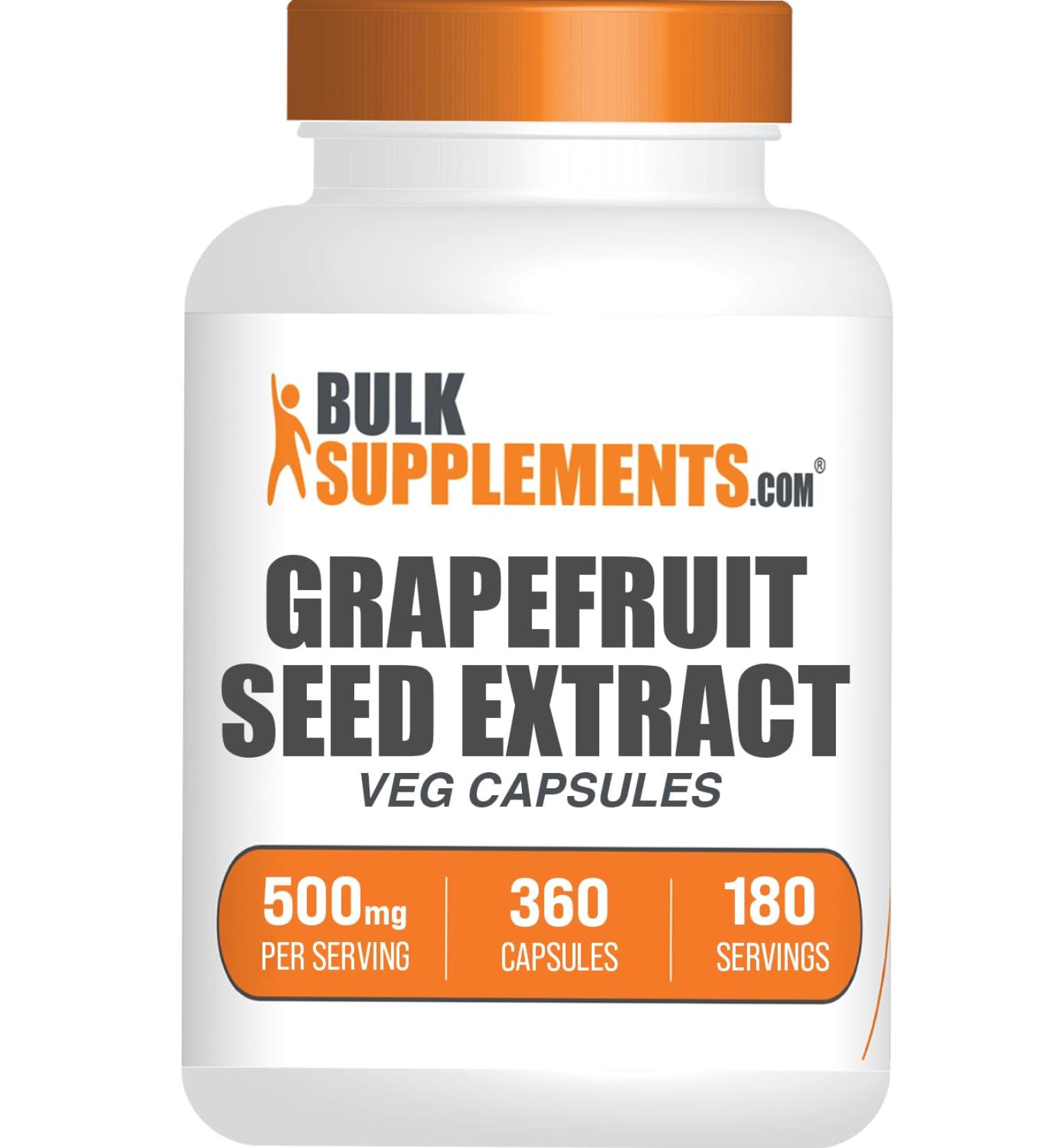 BulkSupplements.com Grapefruit Seed Capsules - Herbal Supplements Grapefruit Seed Supplements - Vegan 2 Capsules per Serving (500mg) 360 Count (Pack of 1) - Buy Online on GoSupps.com
