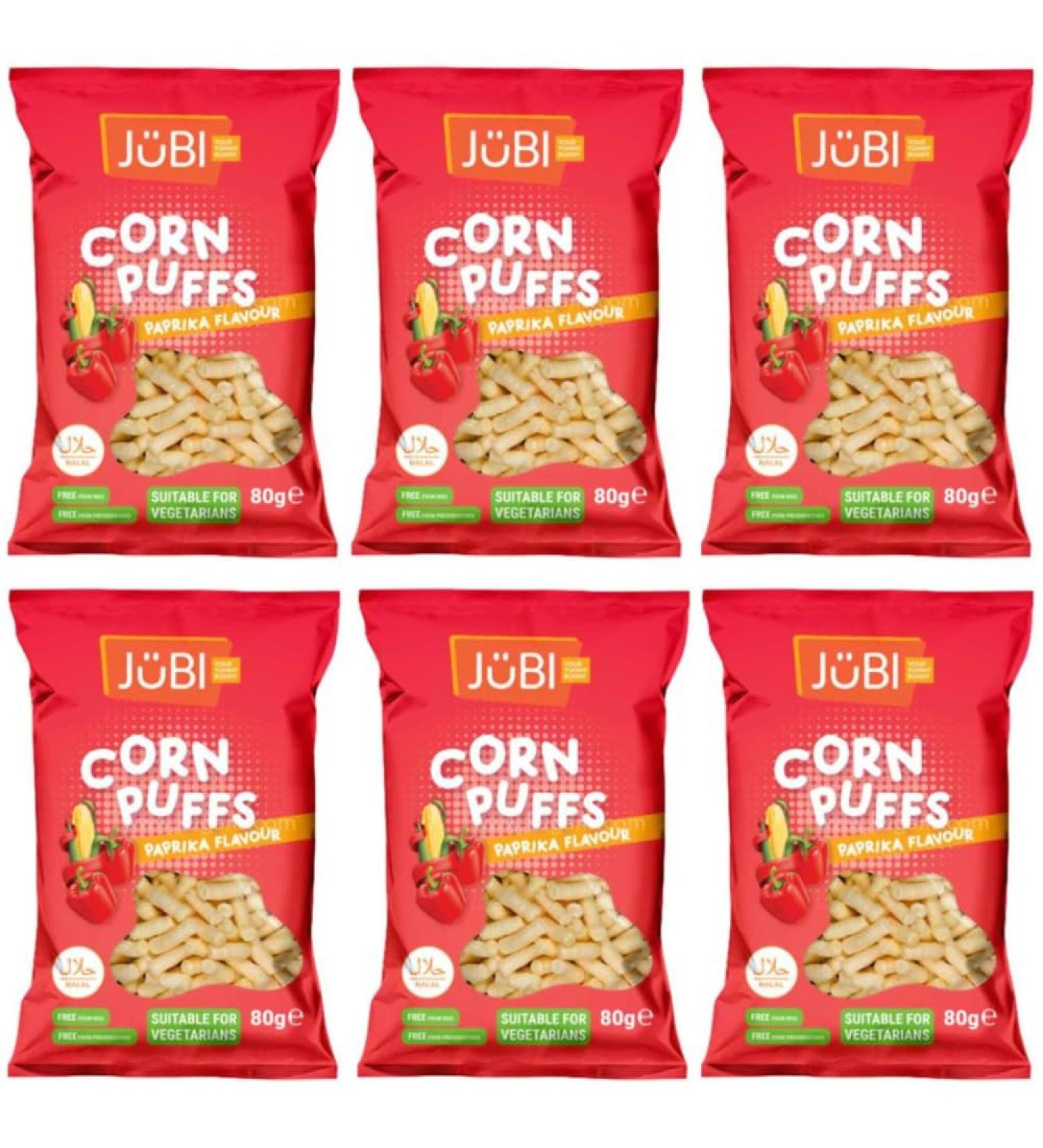 Jubi Corn Puffs Halal Certified No MSG No Preservatives Crisps Bag + FabFinds Mug (6 Pack Paprika) - Buy Online on GoSupps.com