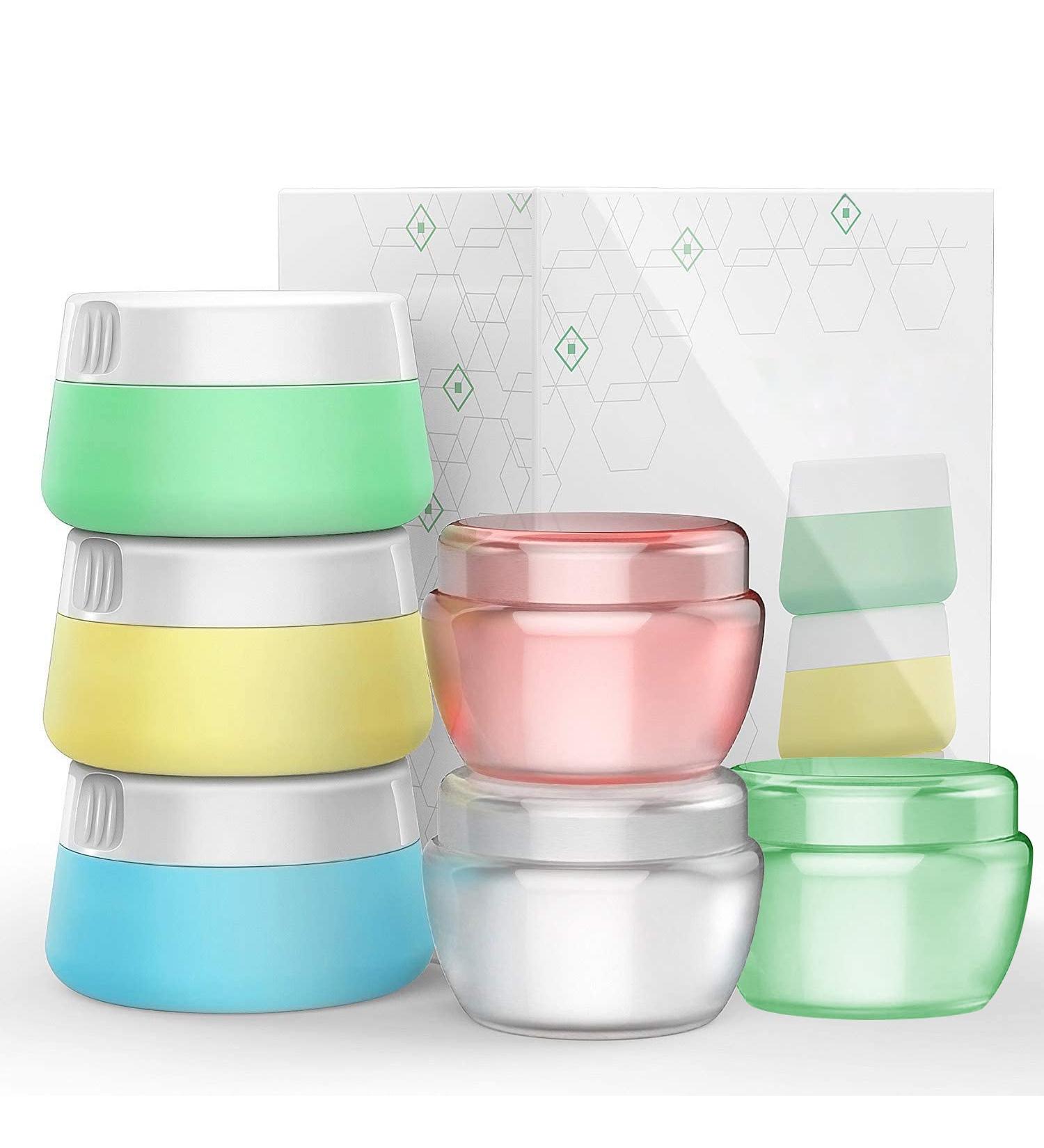 6 Pack Leakproof Silicone Travel Jars 0.67oz - Travel Size Containers for Toiletries - Hard Sealed Lids for Face, Hand, Body Cream - 6 Pieces - Buy Online on GoSupps.com