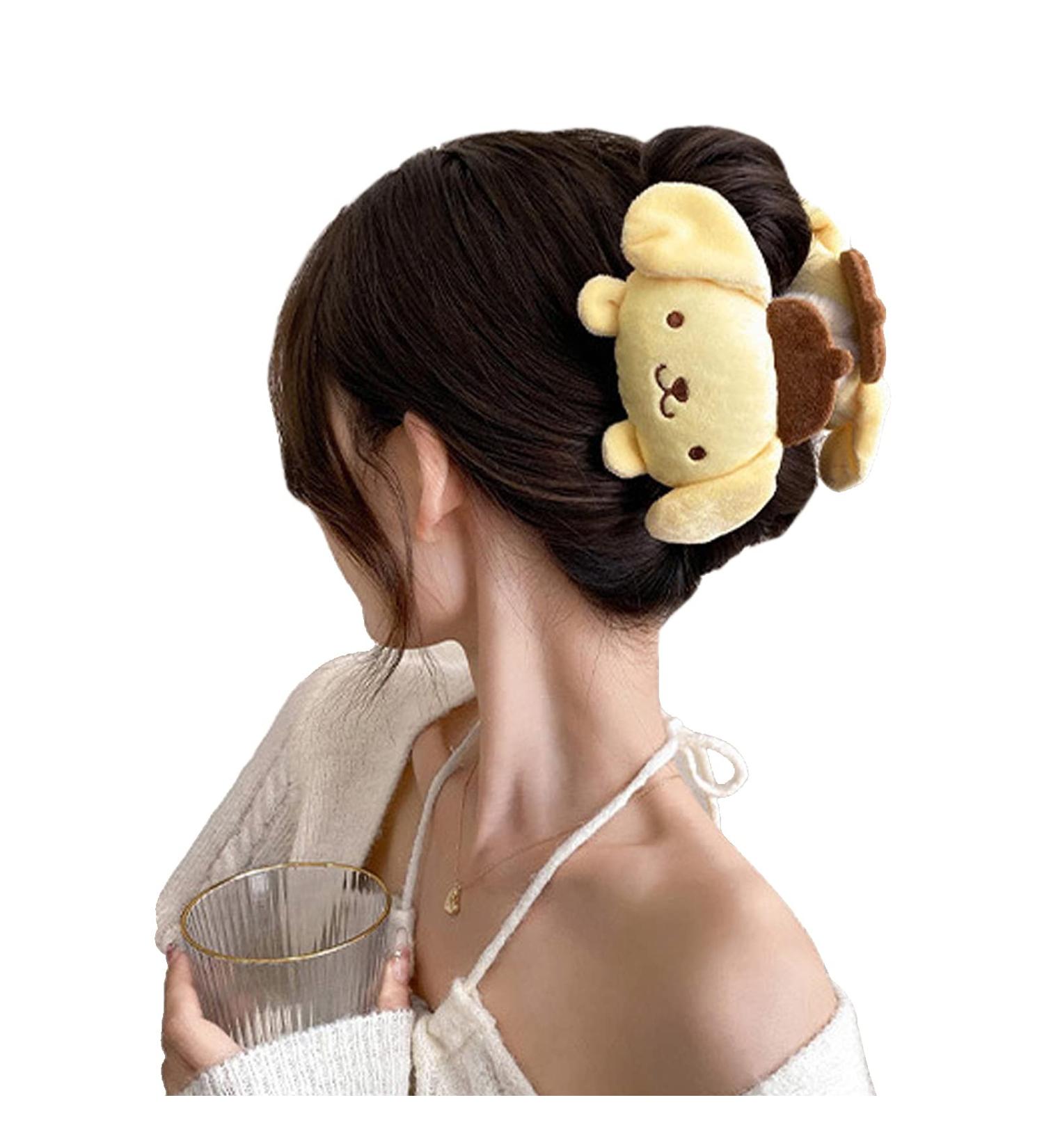 Kawaii Plush Hair Claw Clips for Women and Girls - Non-Slip Strong Hold Hair Barrettes - Cute Cartoon Hairpins in Yellow - Hair Accessories for Thick, Thin, and Long Hair - Buy Online on GoSupps.com