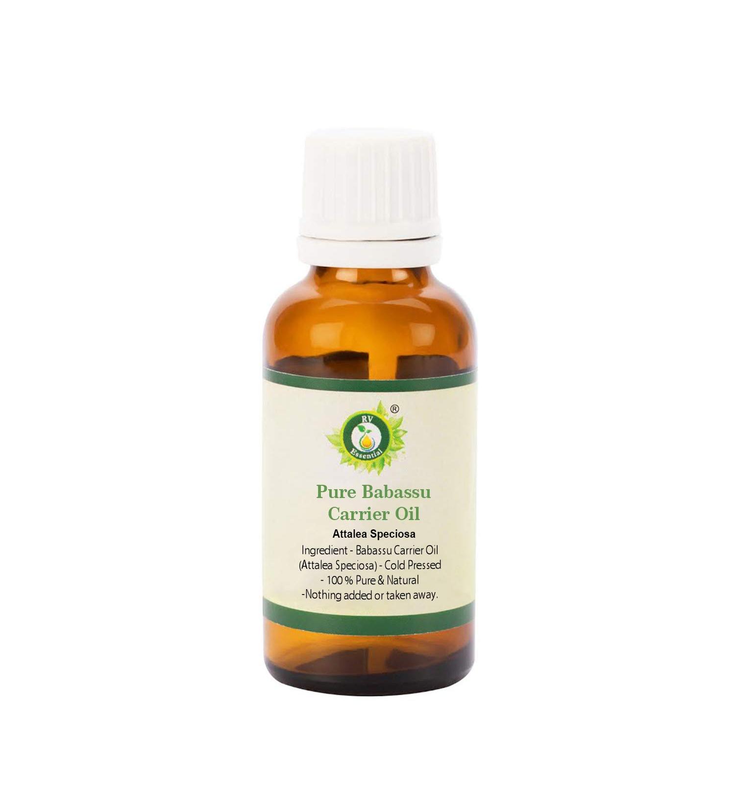 R V Essential Babassu Oil | Attalea Speciosa | Hair Growth | For Skin | Anti-Aging | For Removing Makeup | Great Face Cleanser | Prevents Acne | 100% Pure Natural | Cold Pressed | 15ml | 0.507oz 0.51 Ounce (Pack of 1)
