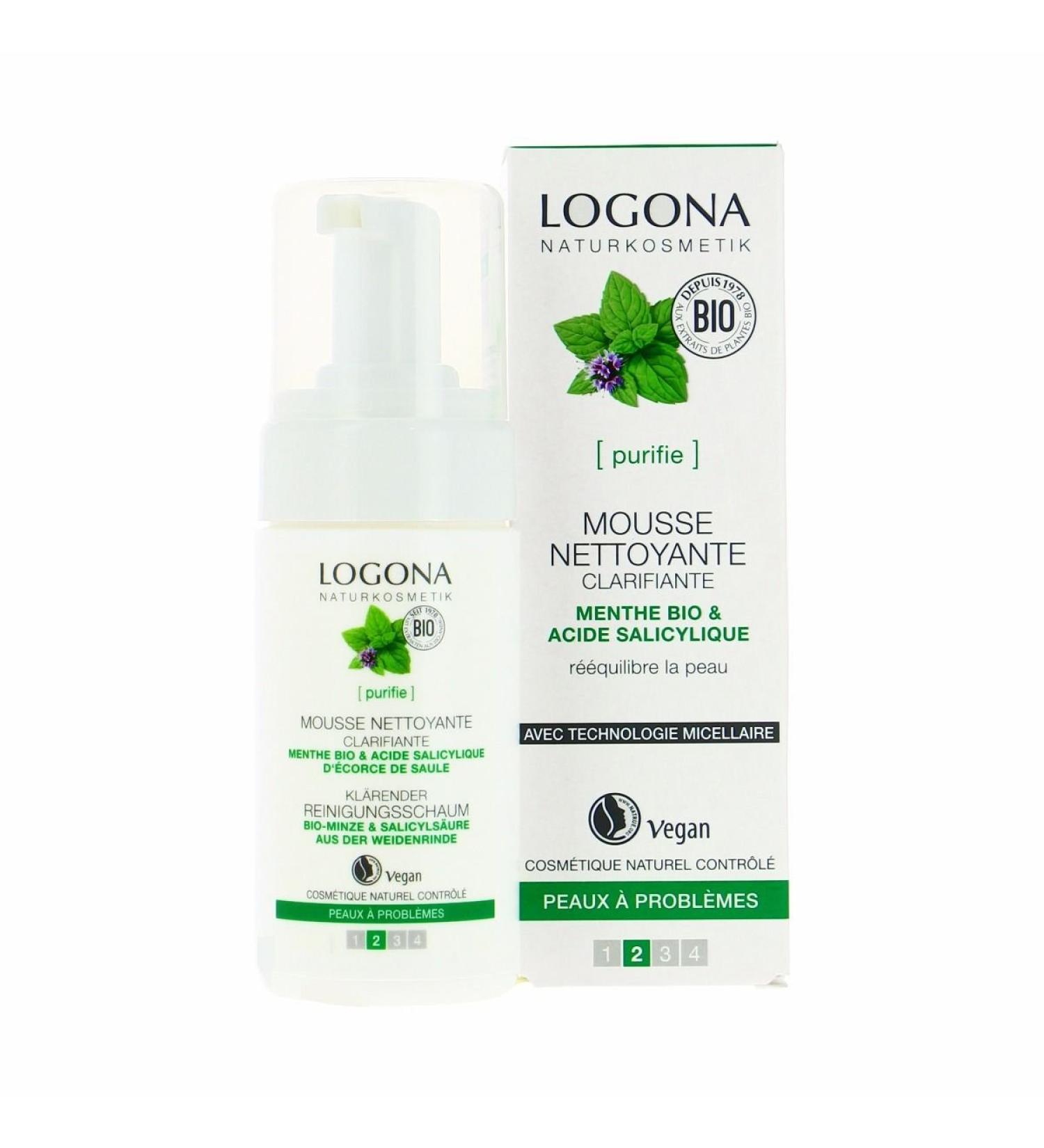 Logona - Mint & salicyclic acid cleansing foam for skin 100ML organic - Free Shipping for orders in France - Price Per Unit