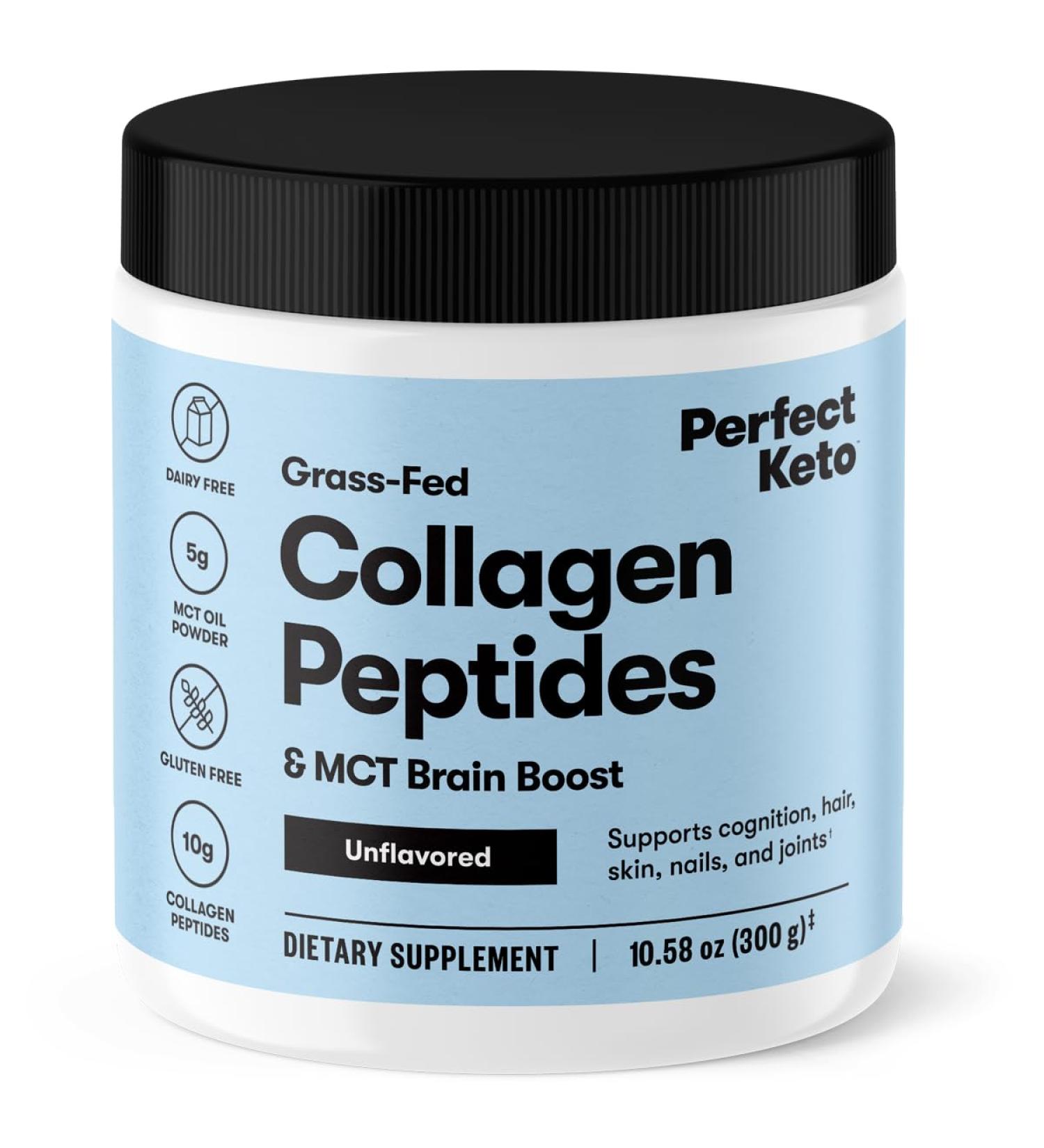 Perfect Keto Collagen Peptides Protein Powder with MCT Oil Hydrolyzed Collagen Type I & III Supplement Gluten Free Grass Fed Low Carb Keto Coffee Creamer Collagen for Women & Men Unflavored - Buy Online on GoSupps.com