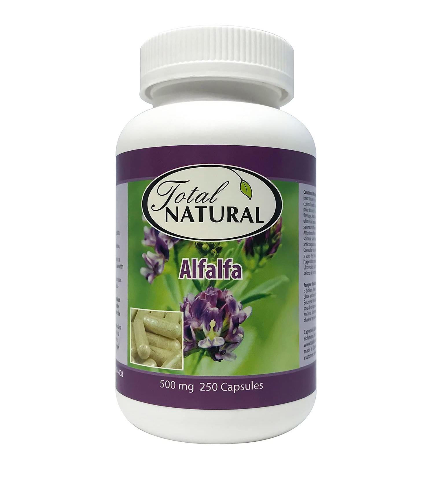 Total Natural Alfalfa Supplement 500mg - 250 Capsules (2 Bottles) | Rich in Vitamins & Trace Minerals | Promotes Energy, Vitality & Digestive Health - Buy Online on GoSupps.com