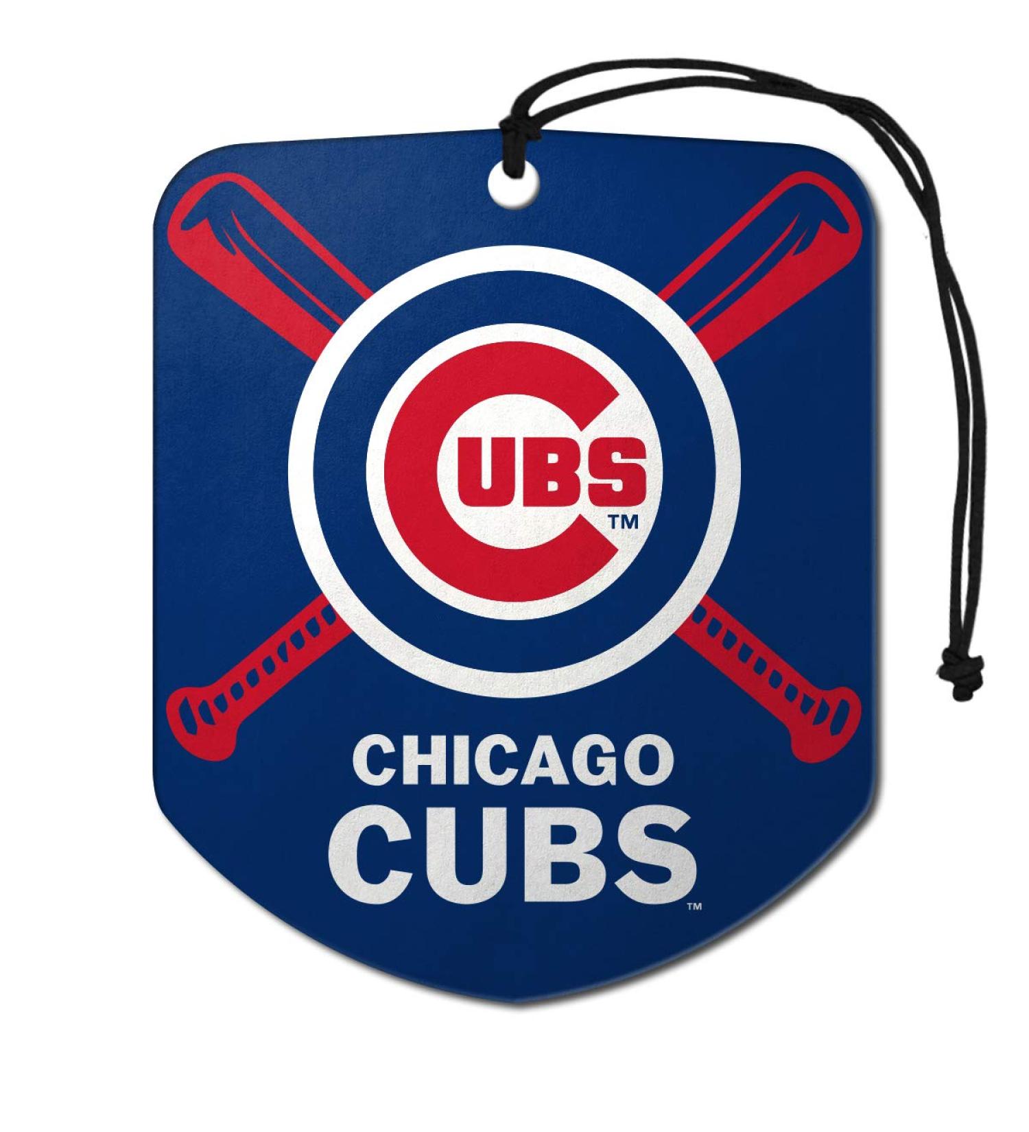 FANMATS 61544 MLB Chicago Cubs Hanging Car Air Freshener, 2 Pack, Black Ice Scent, Odor Eliminator, Shield Design with Team Logo