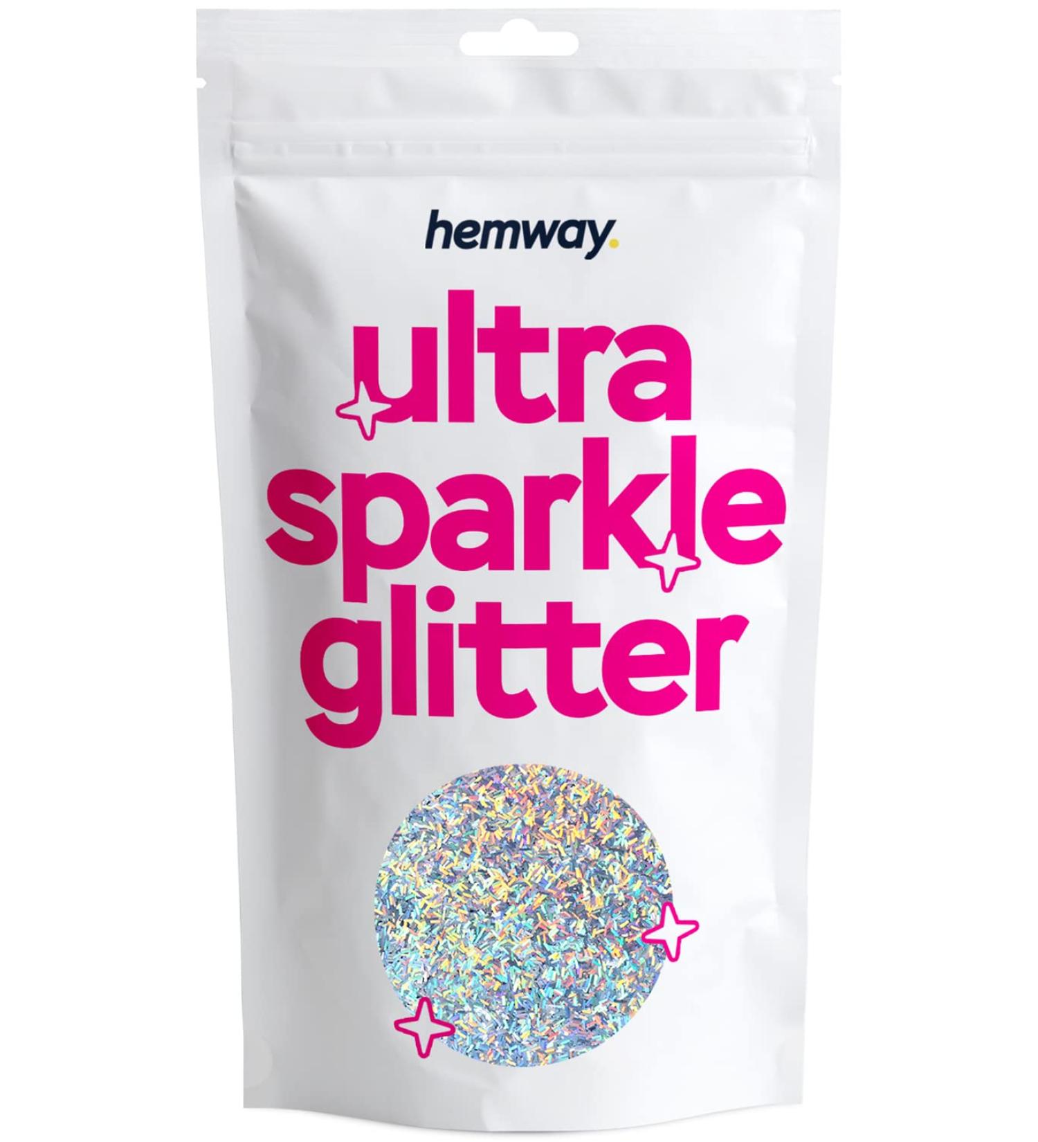 Hemway Premium Ultra Sparkle Glitter 100g - Silver Holographic Fibre - Arts, Crafts, Nails, Cosmetics, Resin - 3mm - Buy Online on GoSupps.com